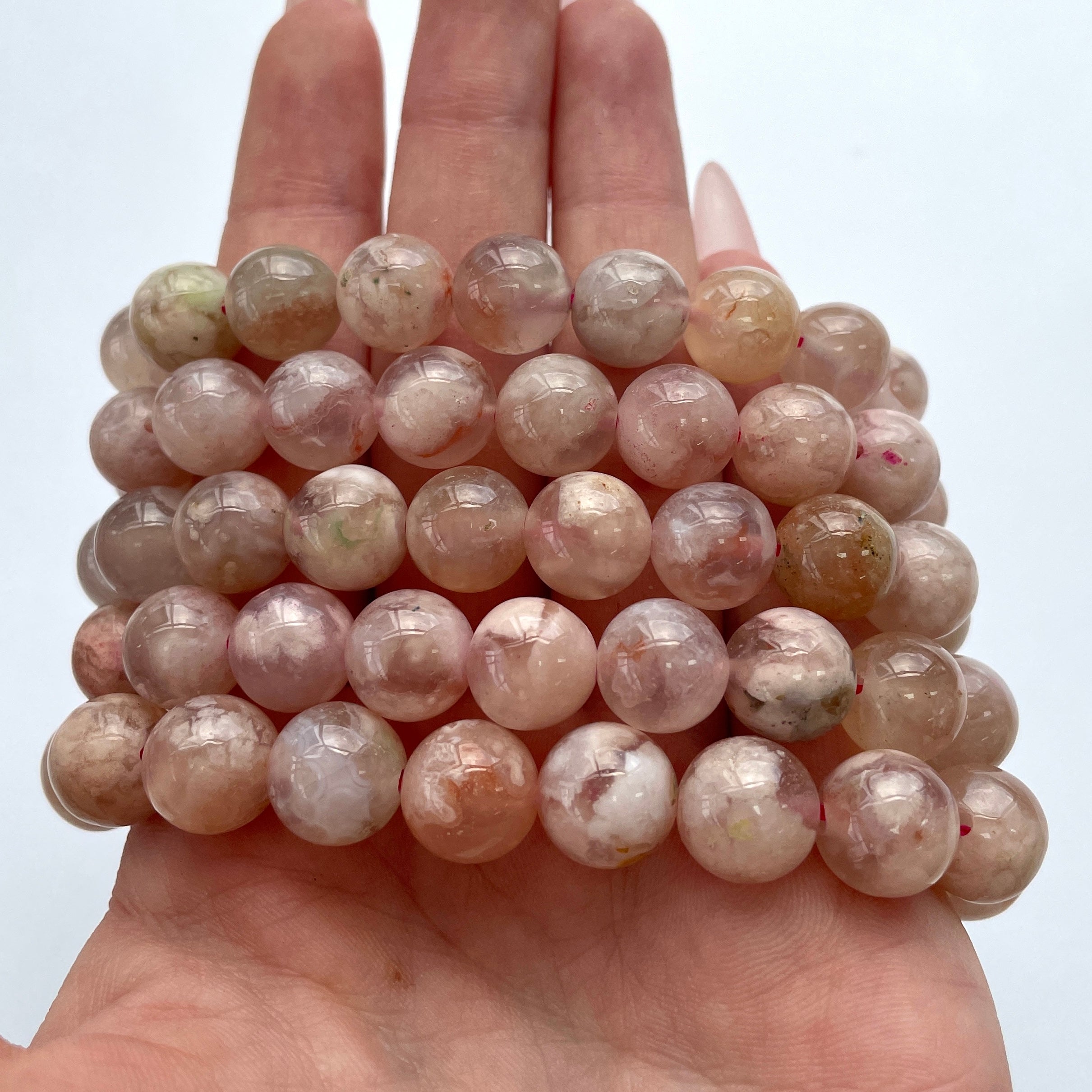 Blossom Agate Beads Bracelet 10mm