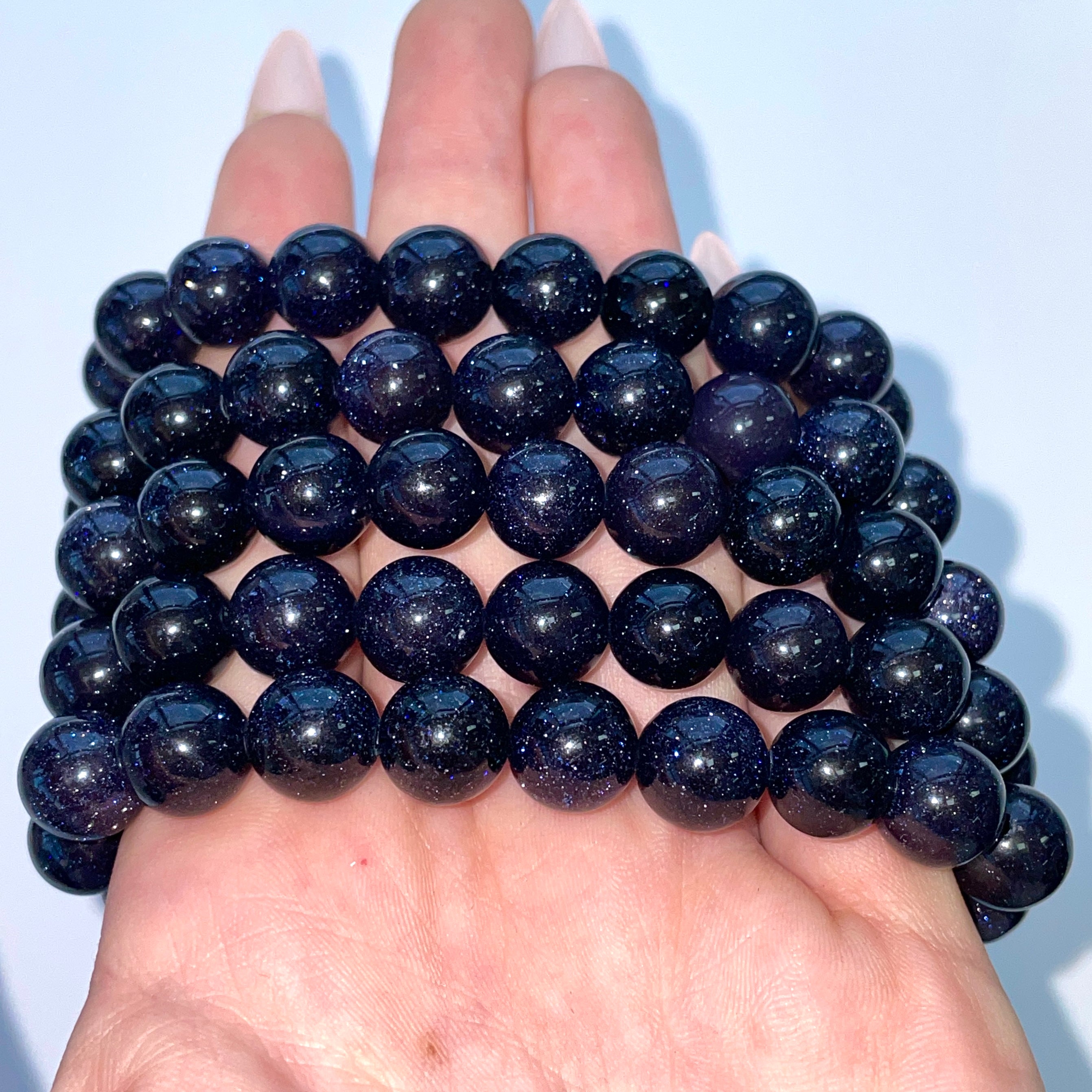 Blue Goldstone Beads Bracelet 10mm
