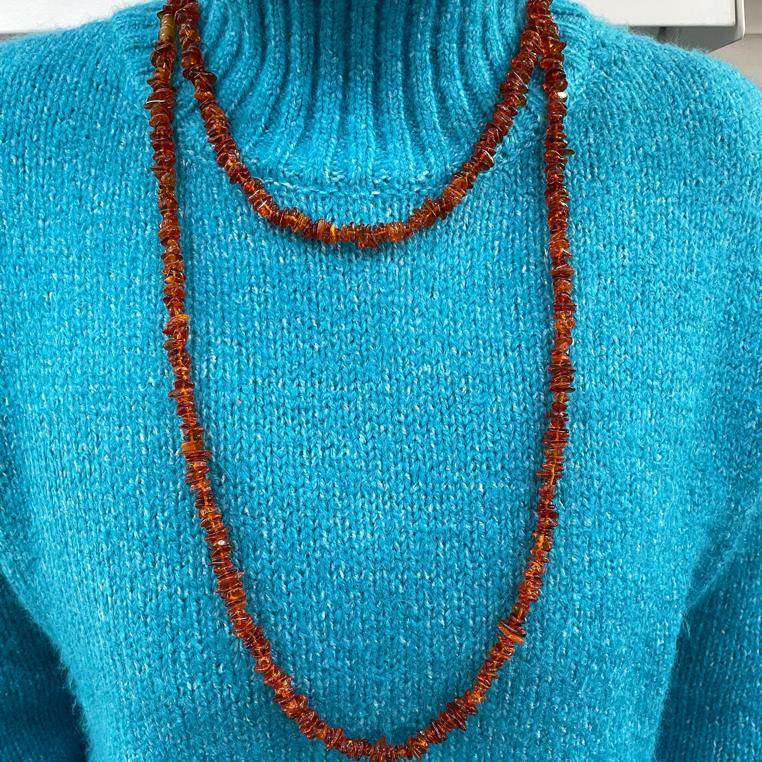 Amber Chip Necklace - Long