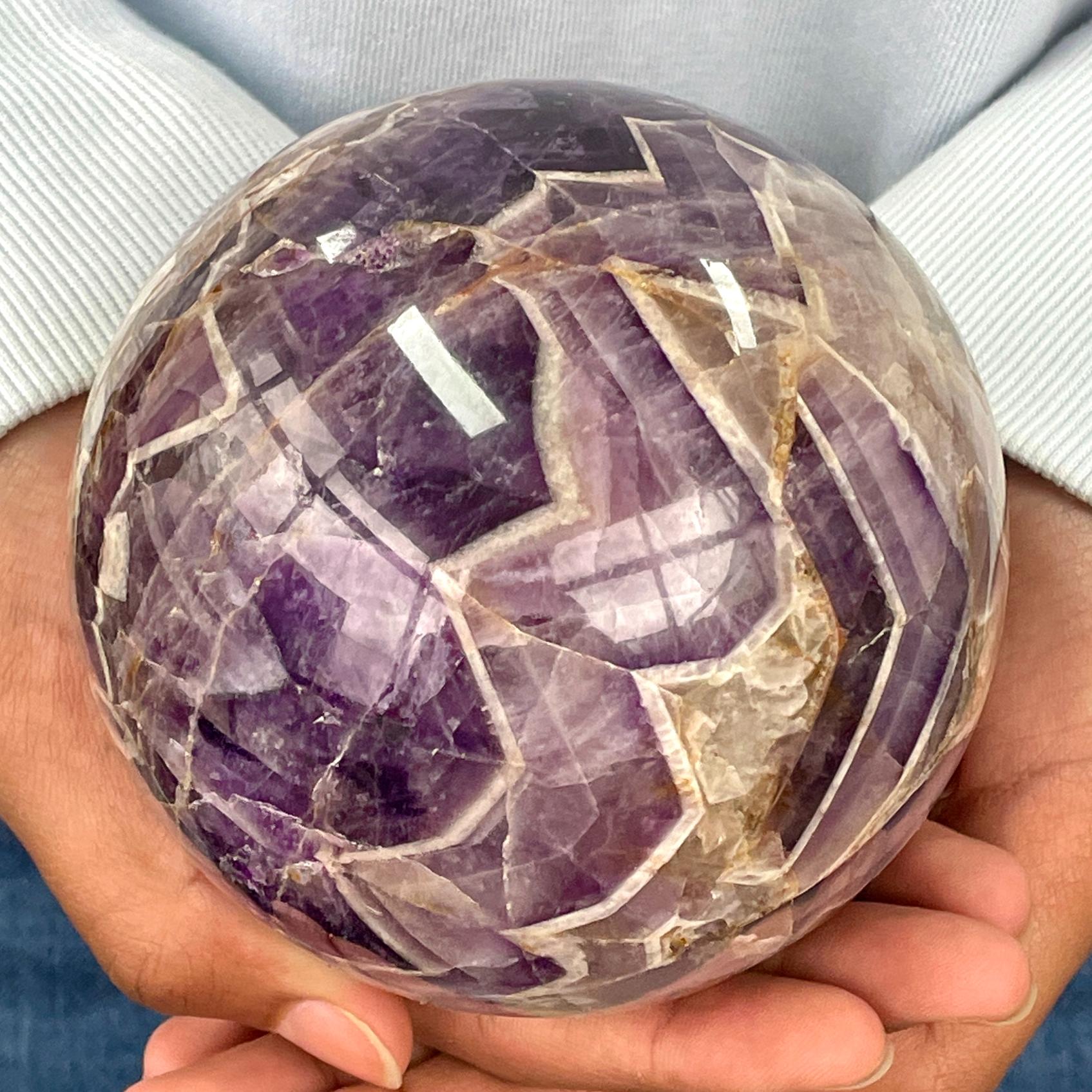 Chevron Amethyst Sphere - Large 10cm N01