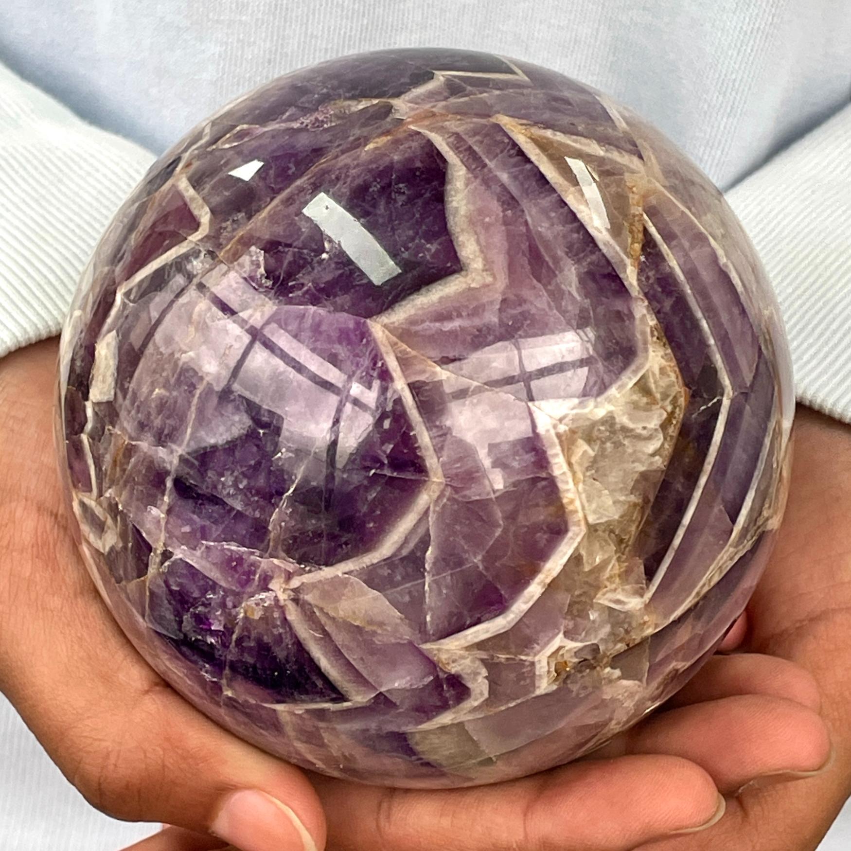 Chevron Amethyst Sphere - Large 10cm N01