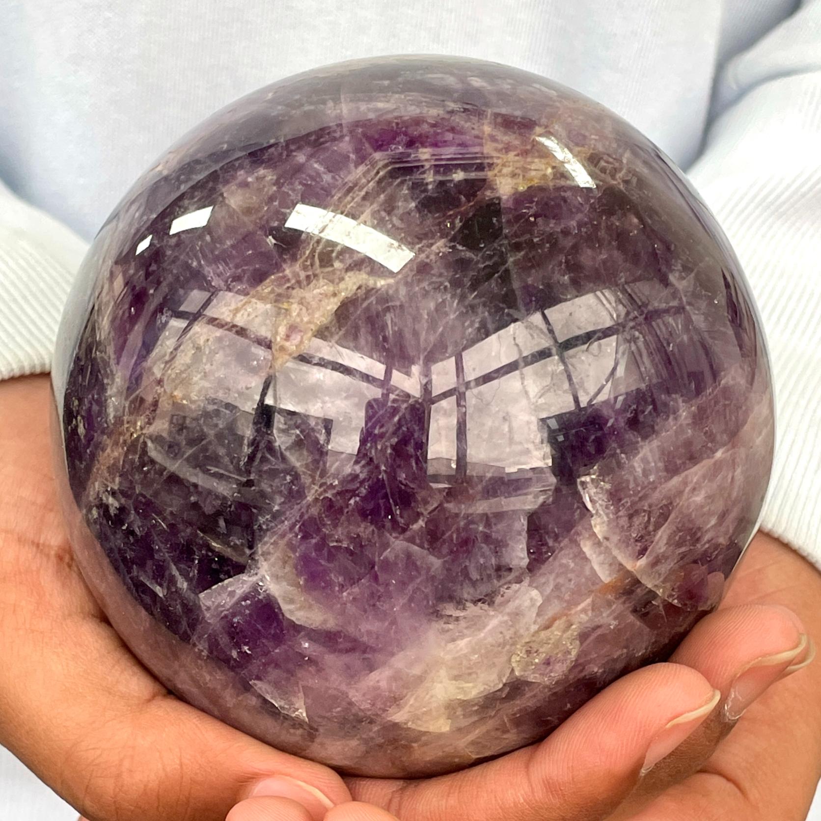 Chevron Amethyst Sphere - Large 10cm N02