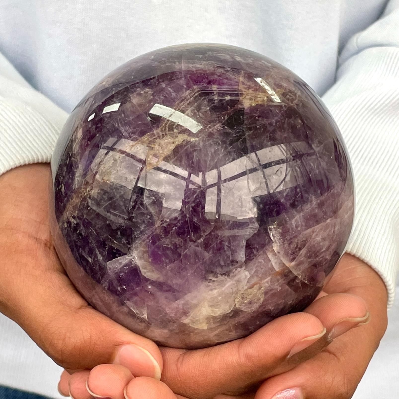 Chevron Amethyst Sphere - Large 10cm N02
