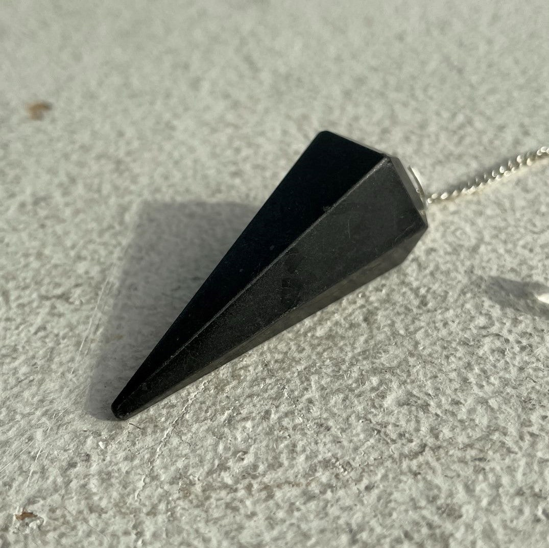Black Tourmaline Faceted Pendulum