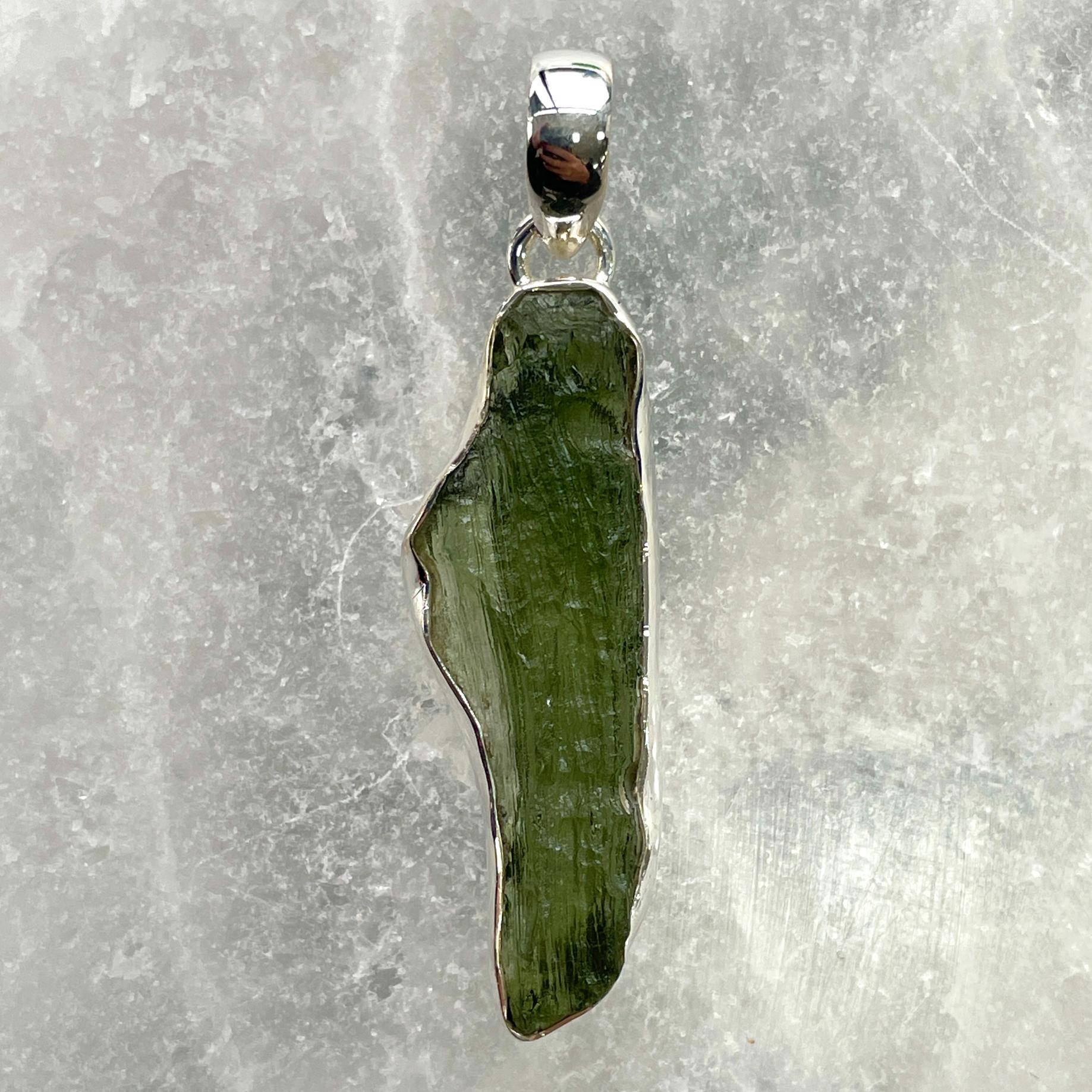 Moldavite - Silver Pendant Large - M33