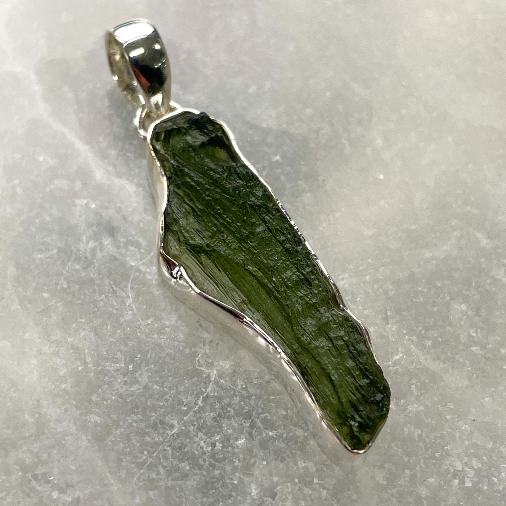 Moldavite - Silver Pendant Large - M33