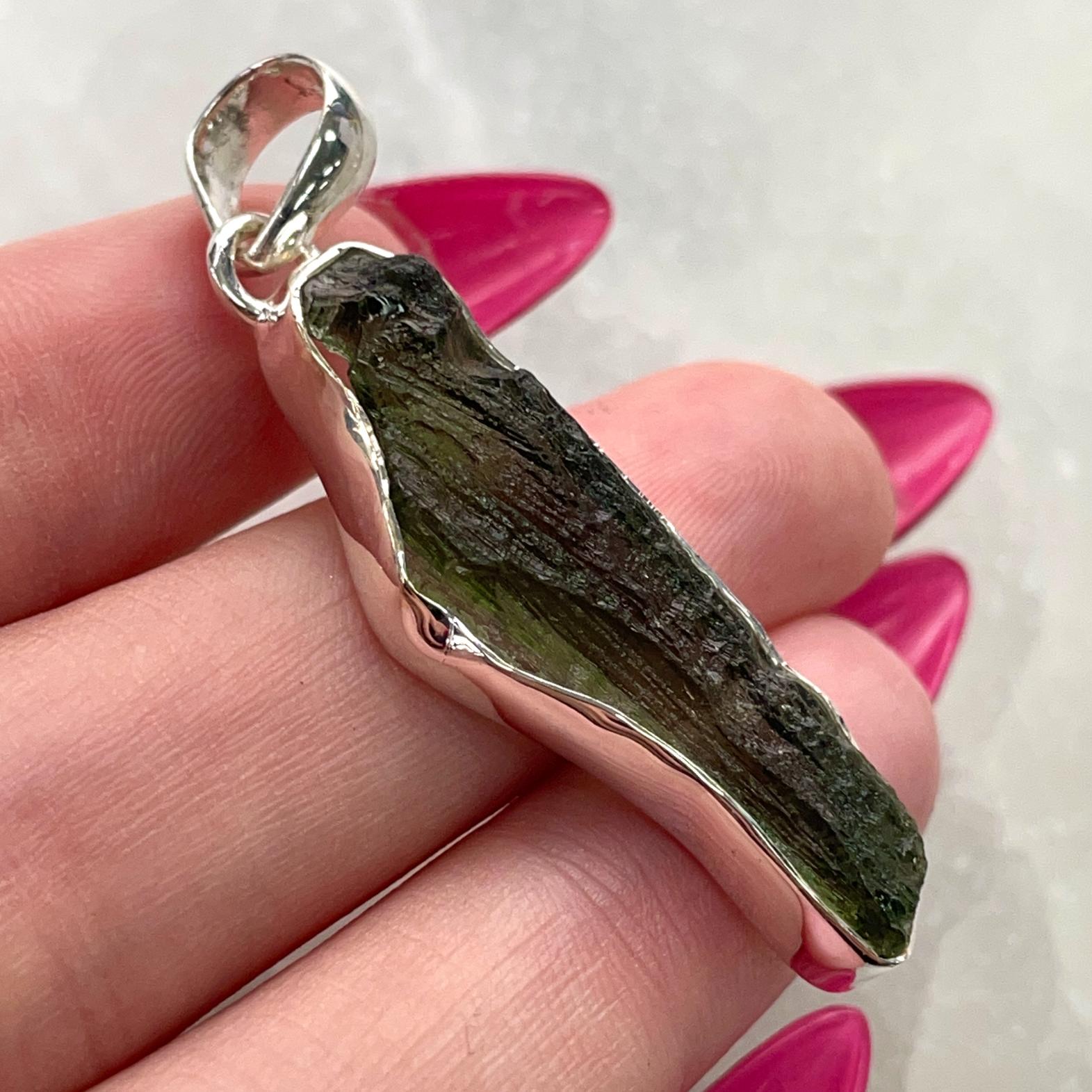Moldavite - Silver Pendant Large - M33