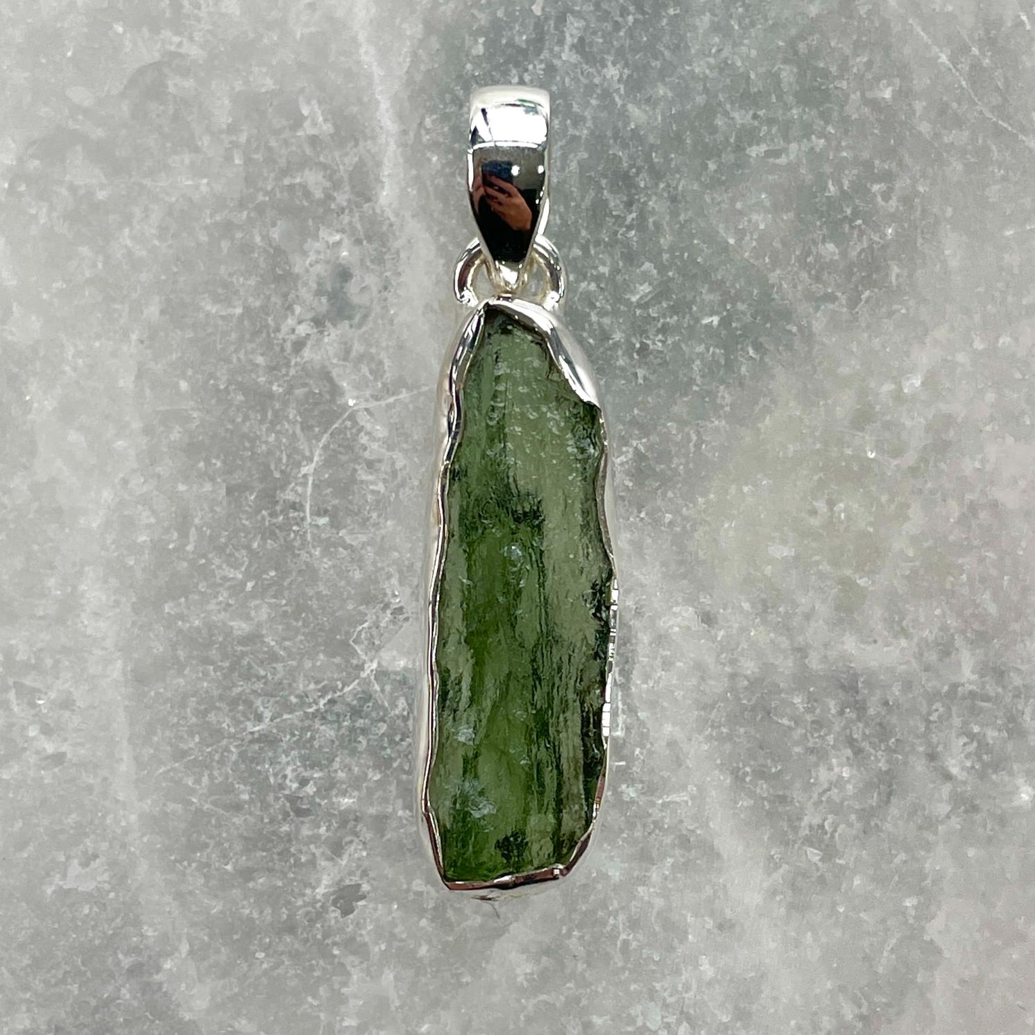 Moldavite - Silver Pendant Large - M34