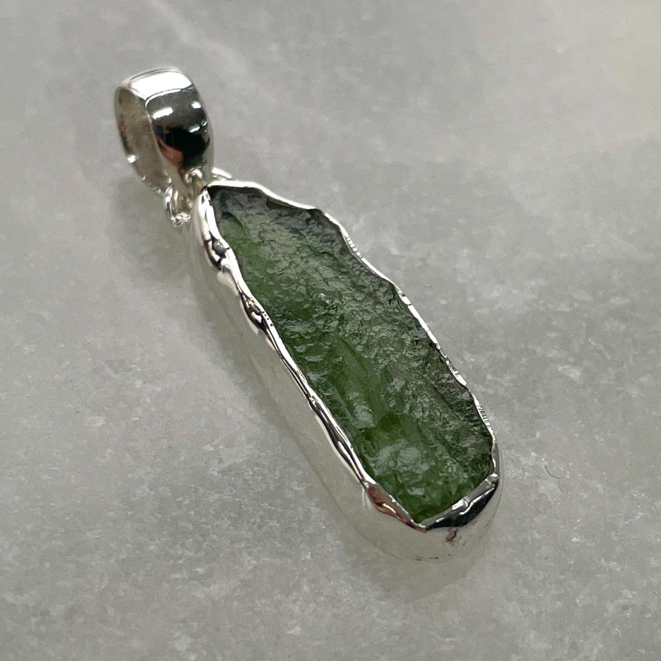 Moldavite - Silver Pendant Large - M34