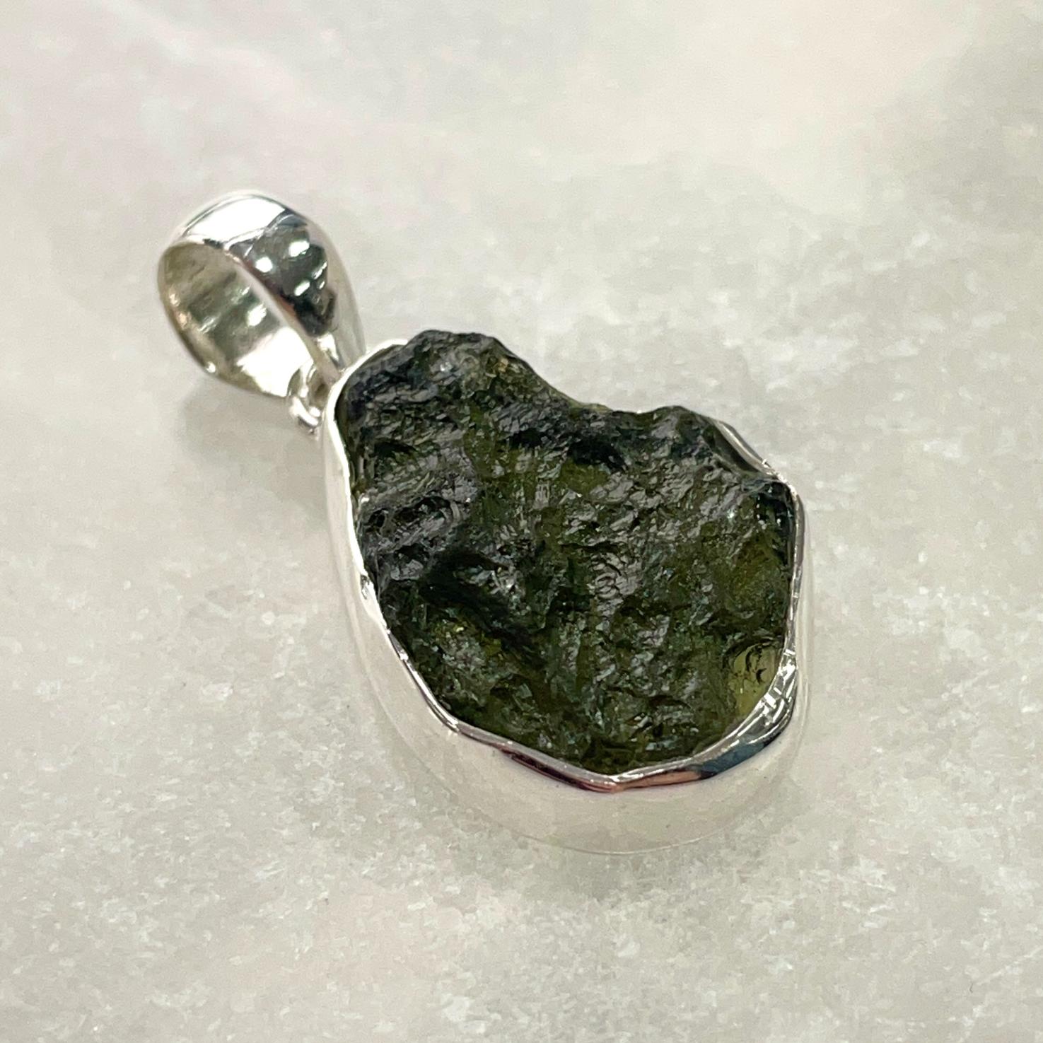Moldavite - Silver Pendant Large - M36