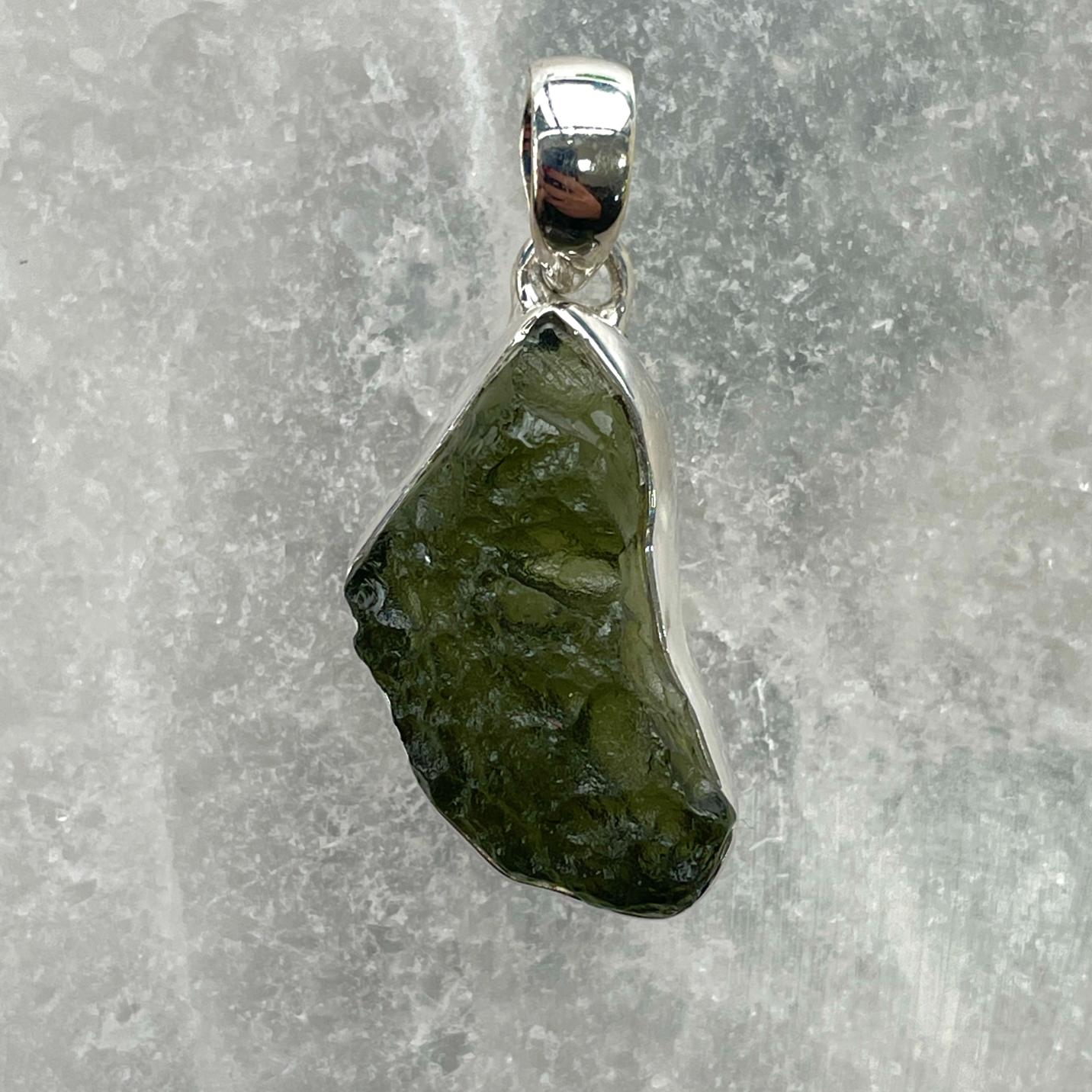 Moldavite - Silver Pendant Large - M37