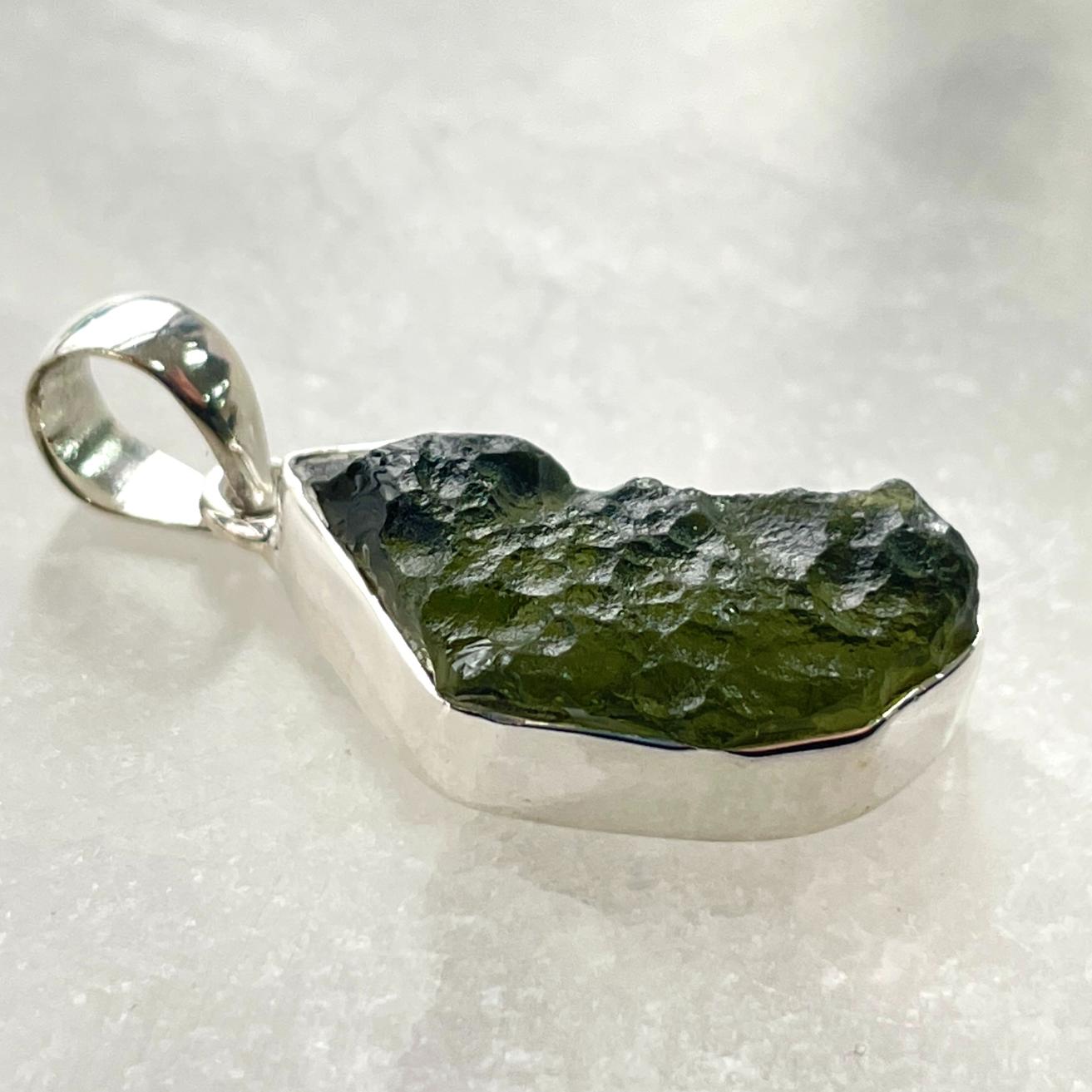 Moldavite - Silver Pendant Large - M37