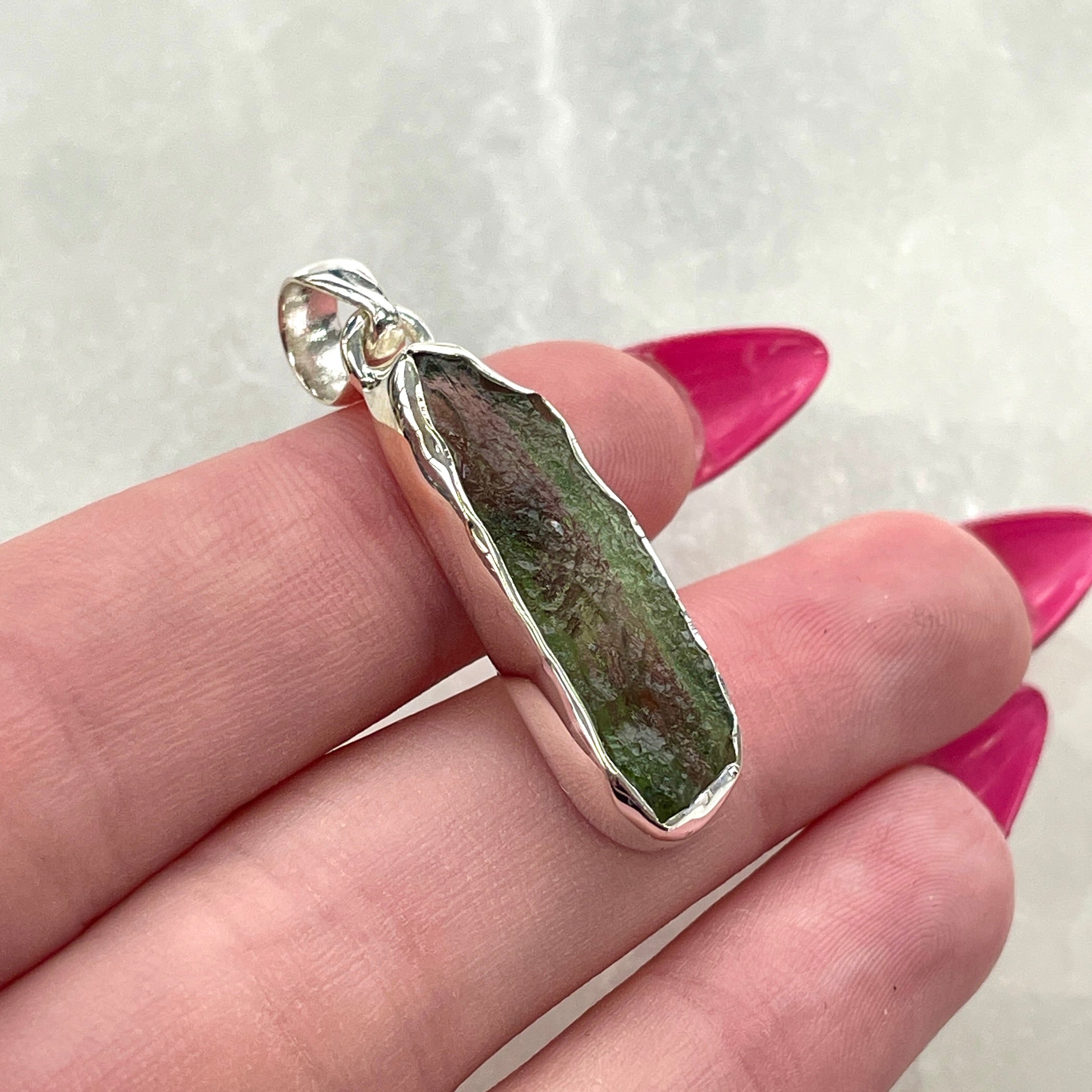 Moldavite - Silver Pendant Large - M34