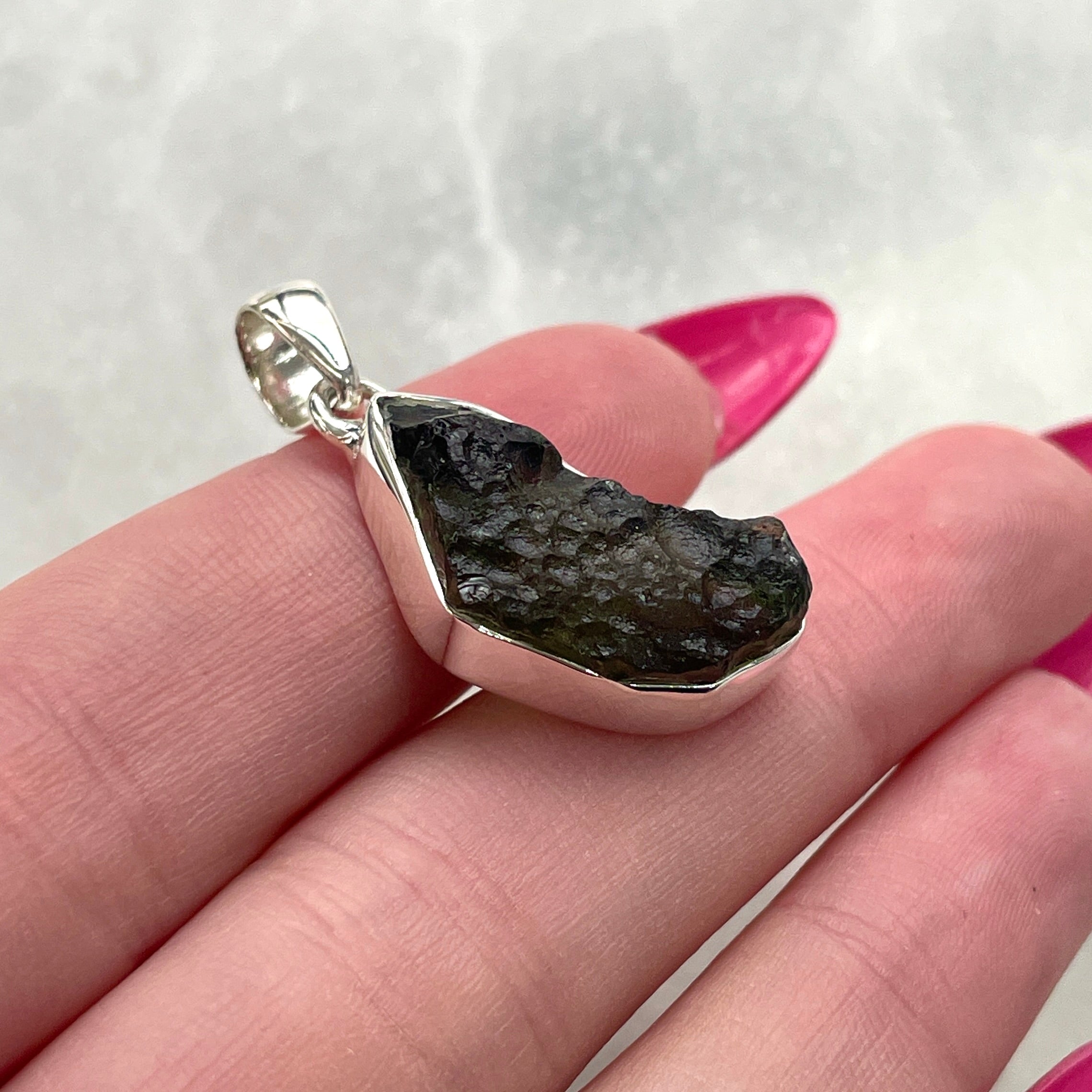 Moldavite - Silver Pendant Large - M37