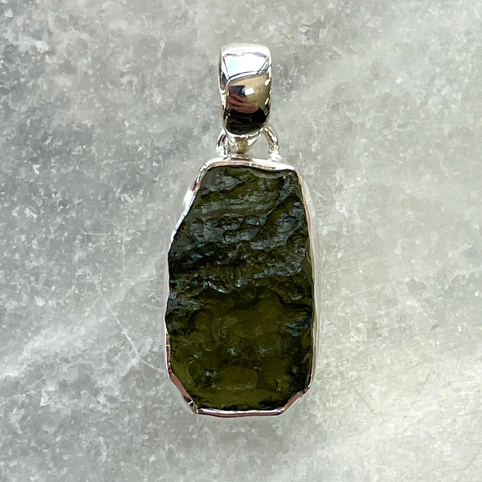 Moldavite - Silver Pendant Large - M43