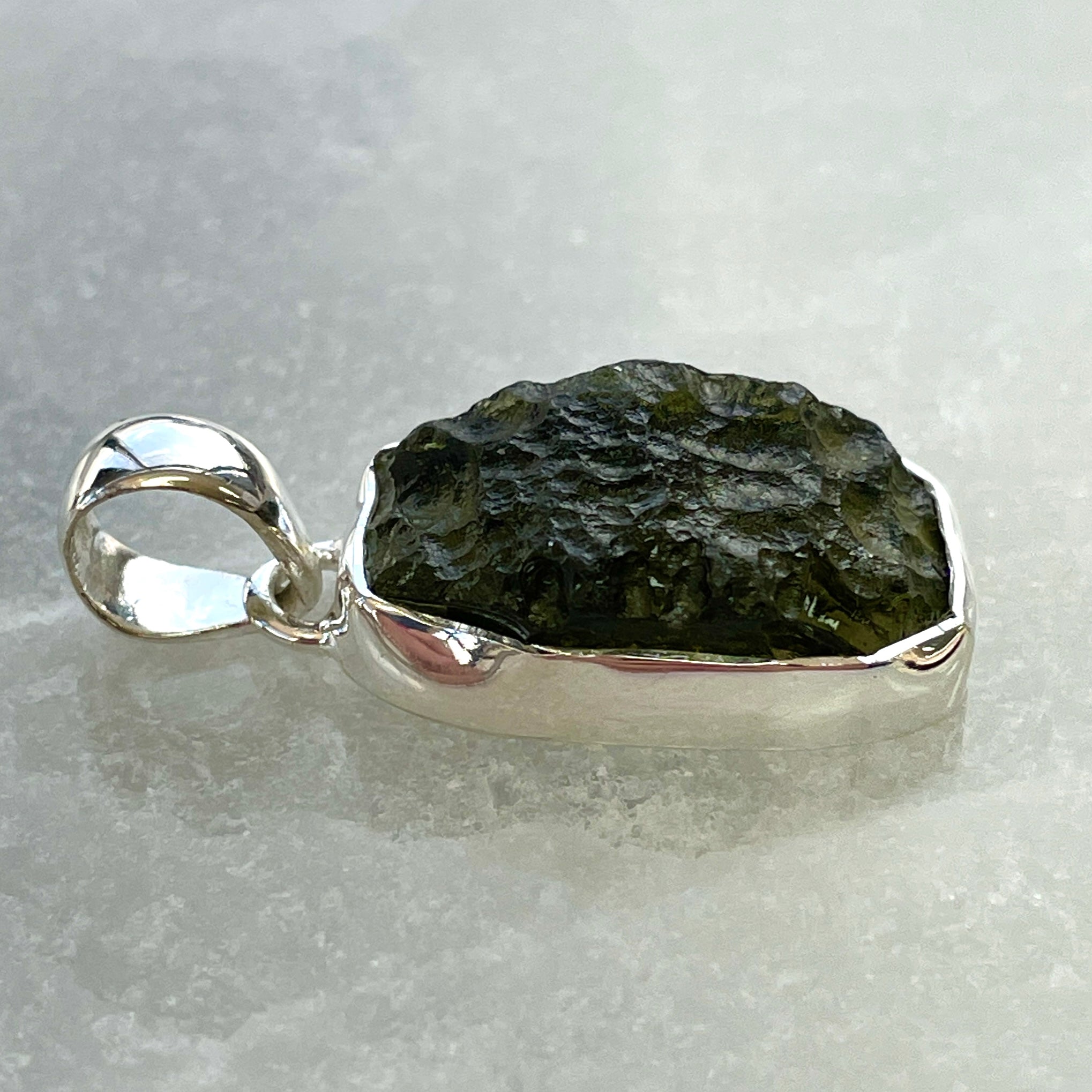 Moldavite - Silver Pendant Large - M43
