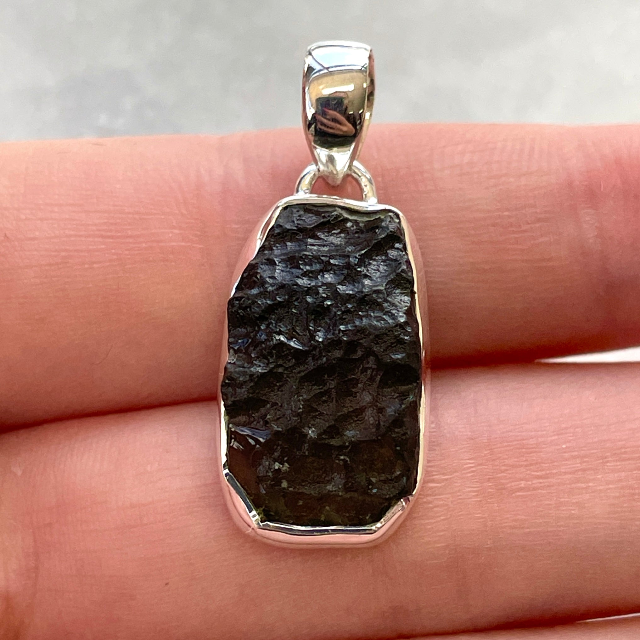 Moldavite - Silver Pendant Large - M43