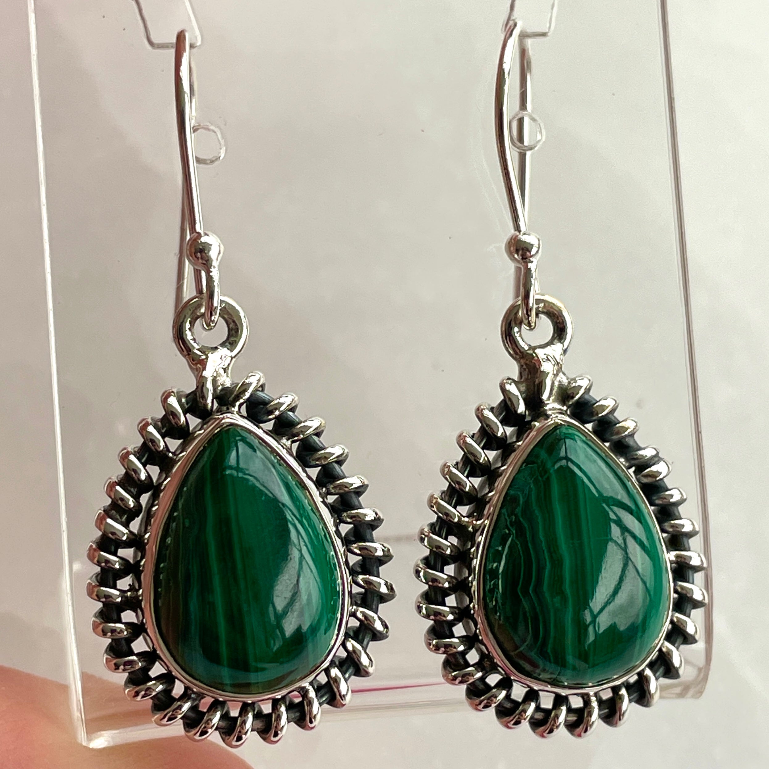 Malachite Earrings - Teardrop