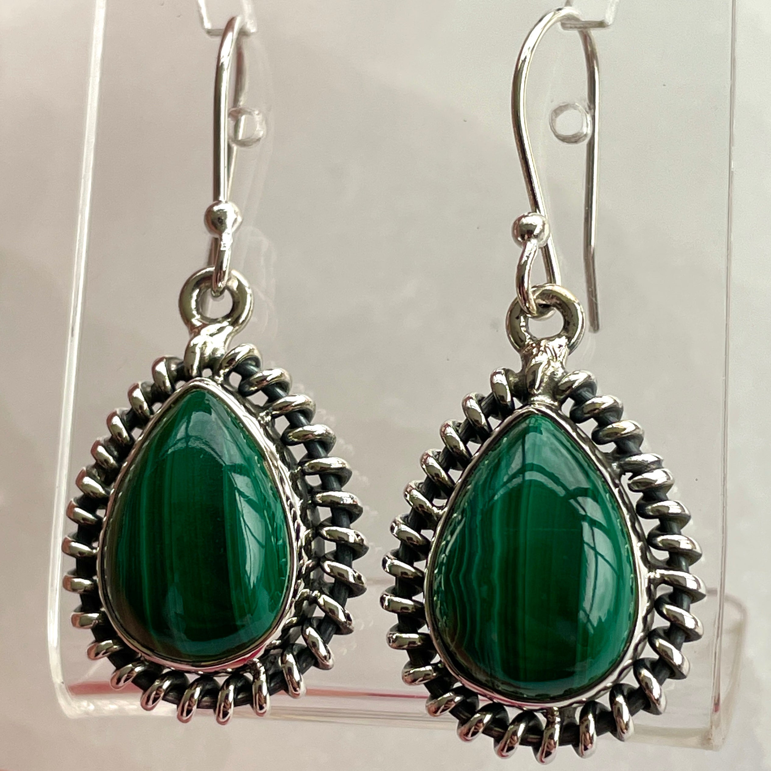 Malachite Earrings - Teardrop