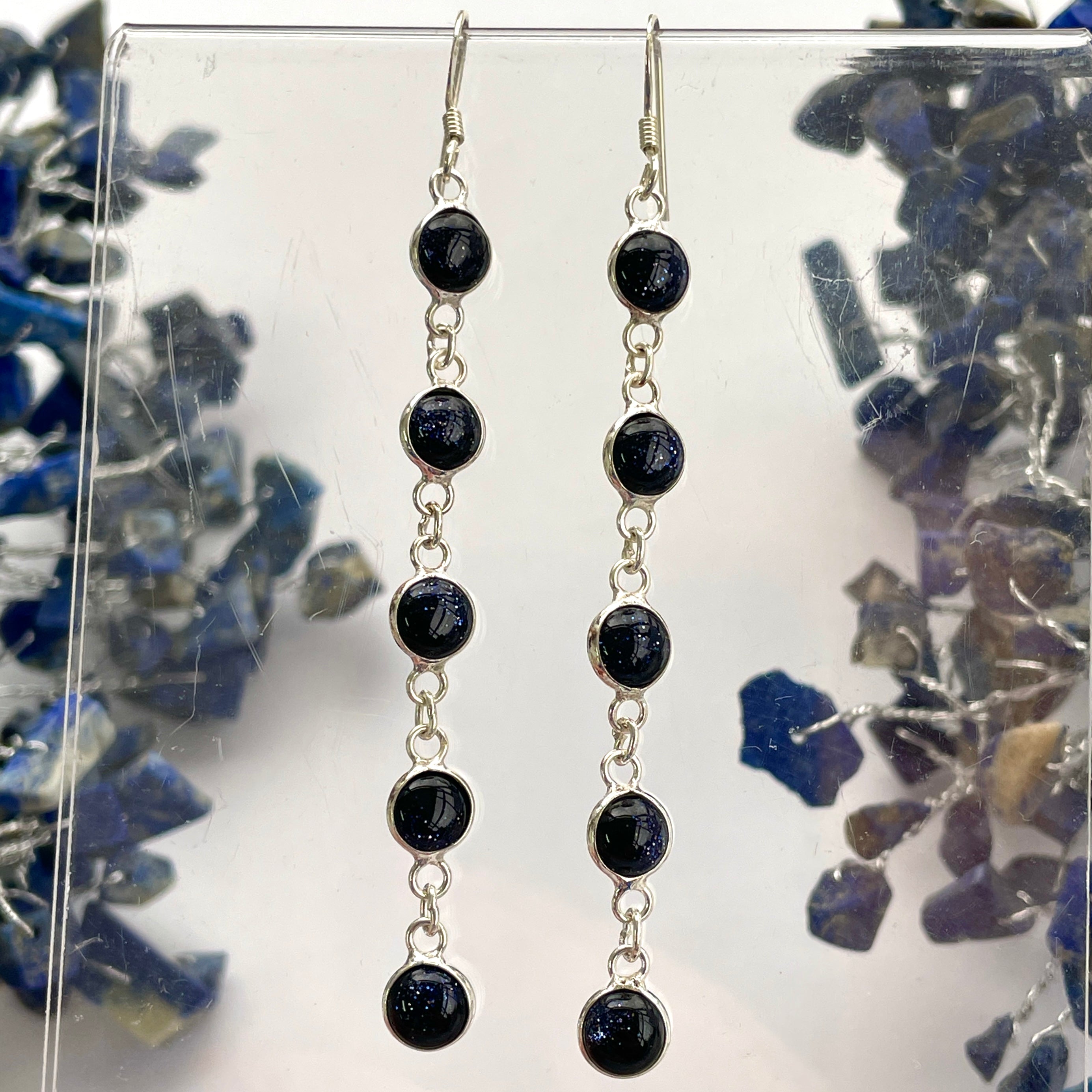 Blue Goldstone Earrings - C
