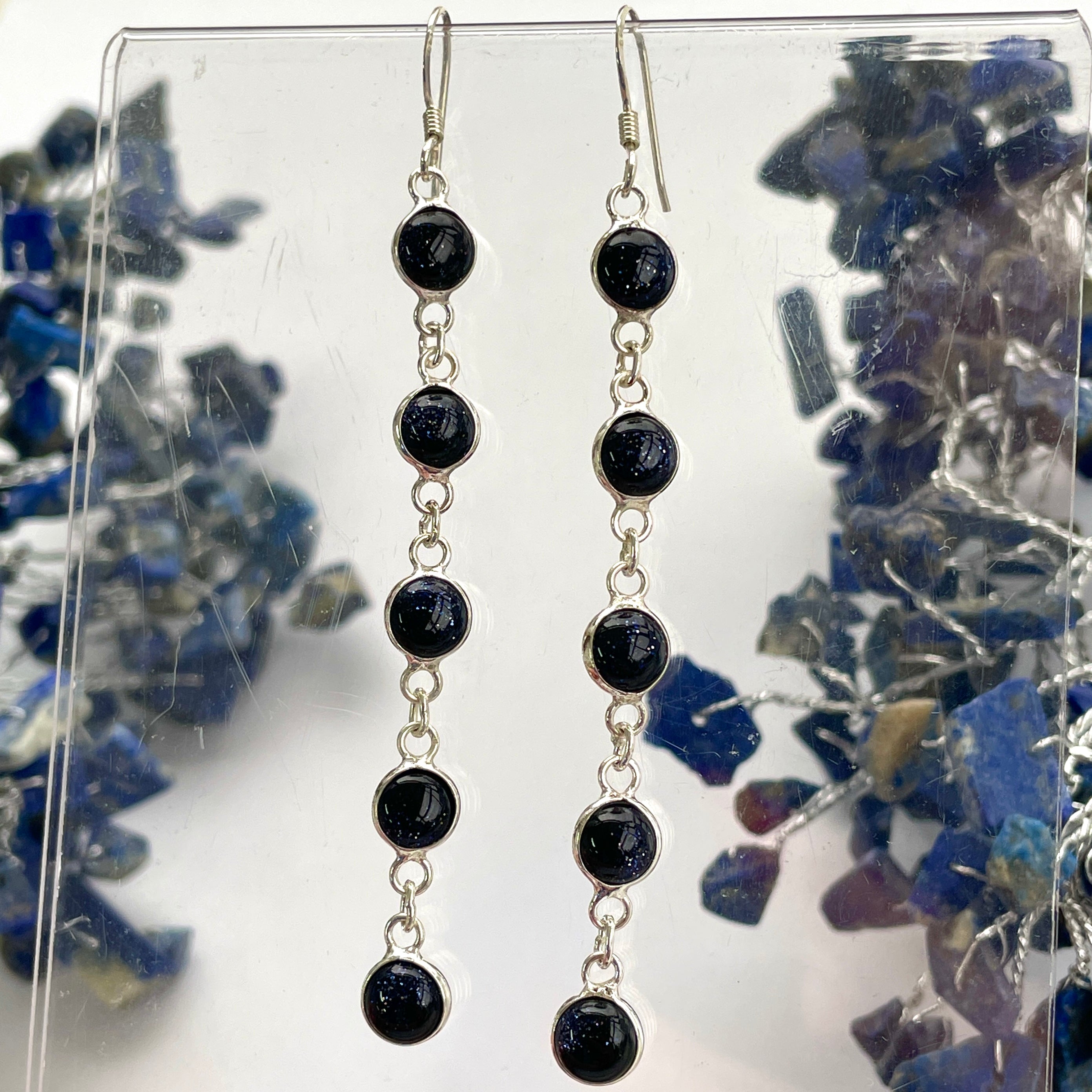Blue Goldstone Earrings - C