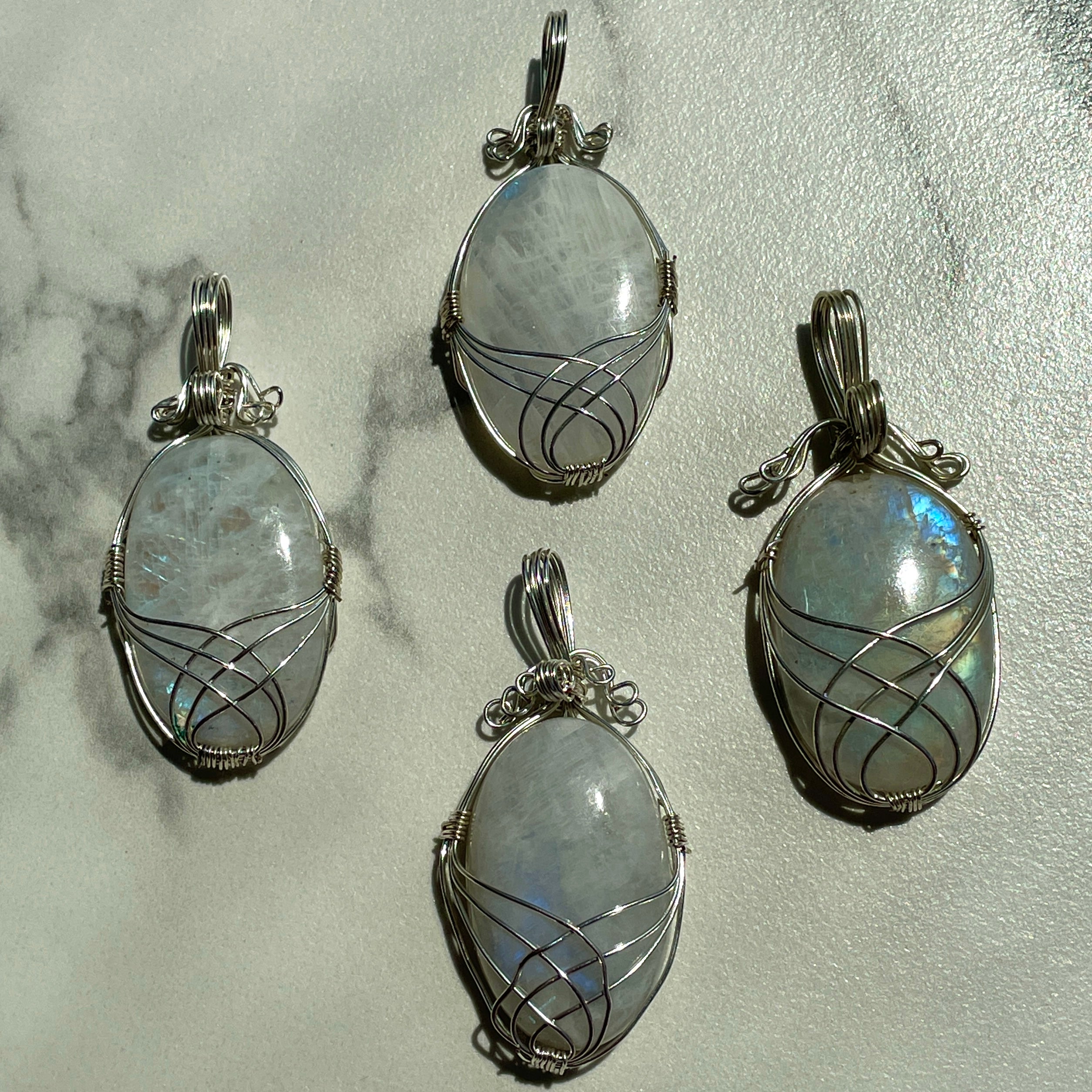 Wire Wrapped Cabochon - Rainbow Moonstone