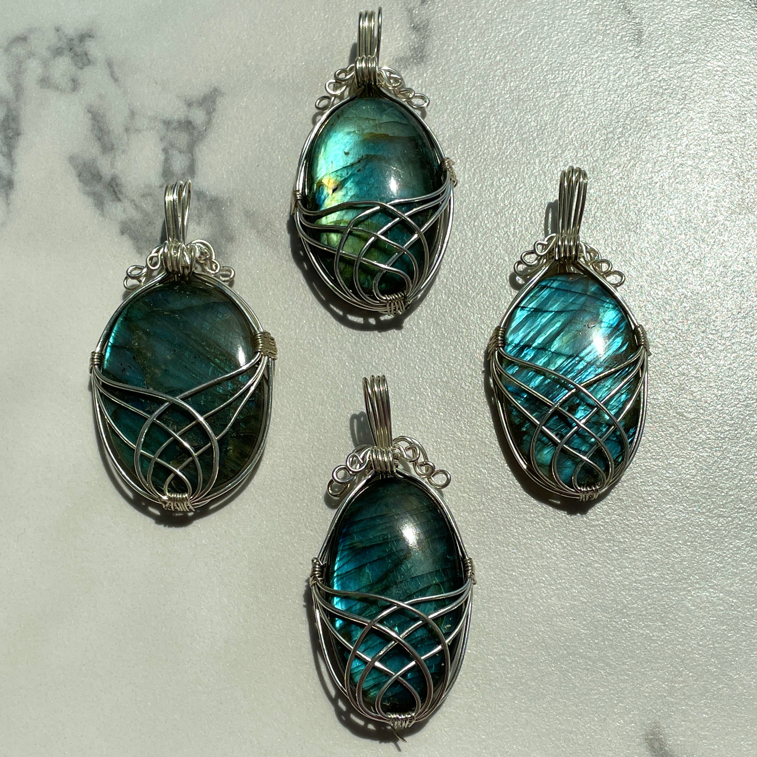 Labradorite Wire Wrapped Cabochon Pendant