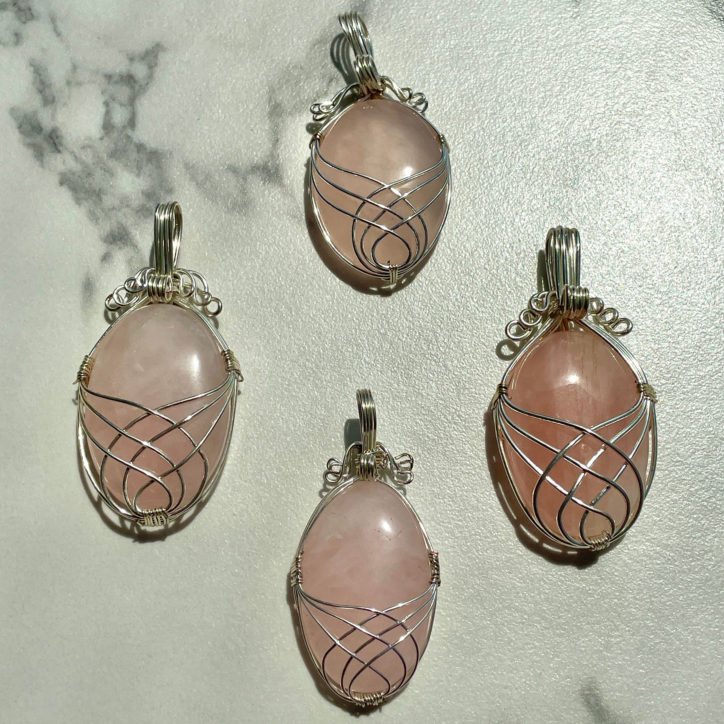 Rose Quartz Wire Wrapped Cabochon Pendant