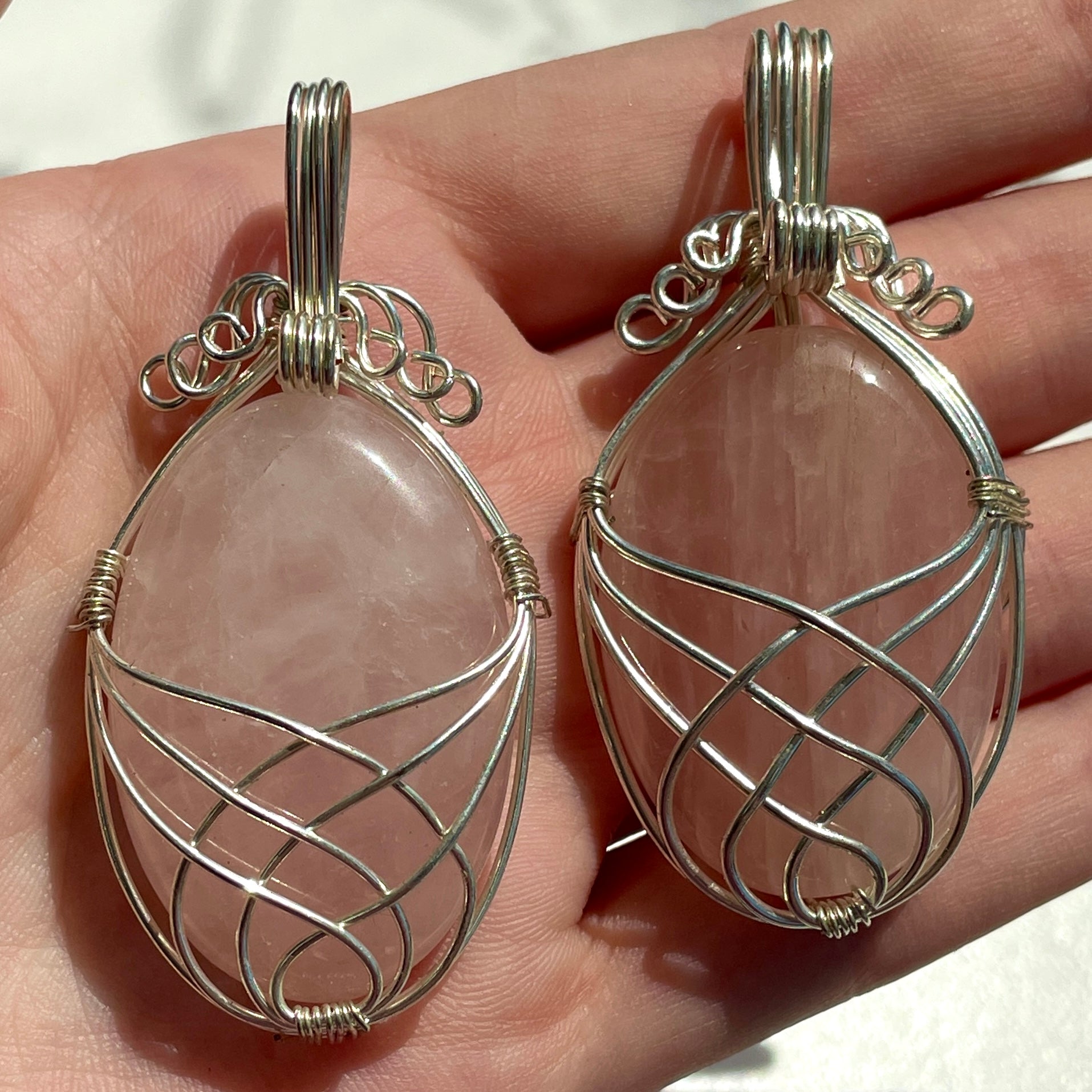 Rose Quartz Wire Wrapped Cabochon Pendant