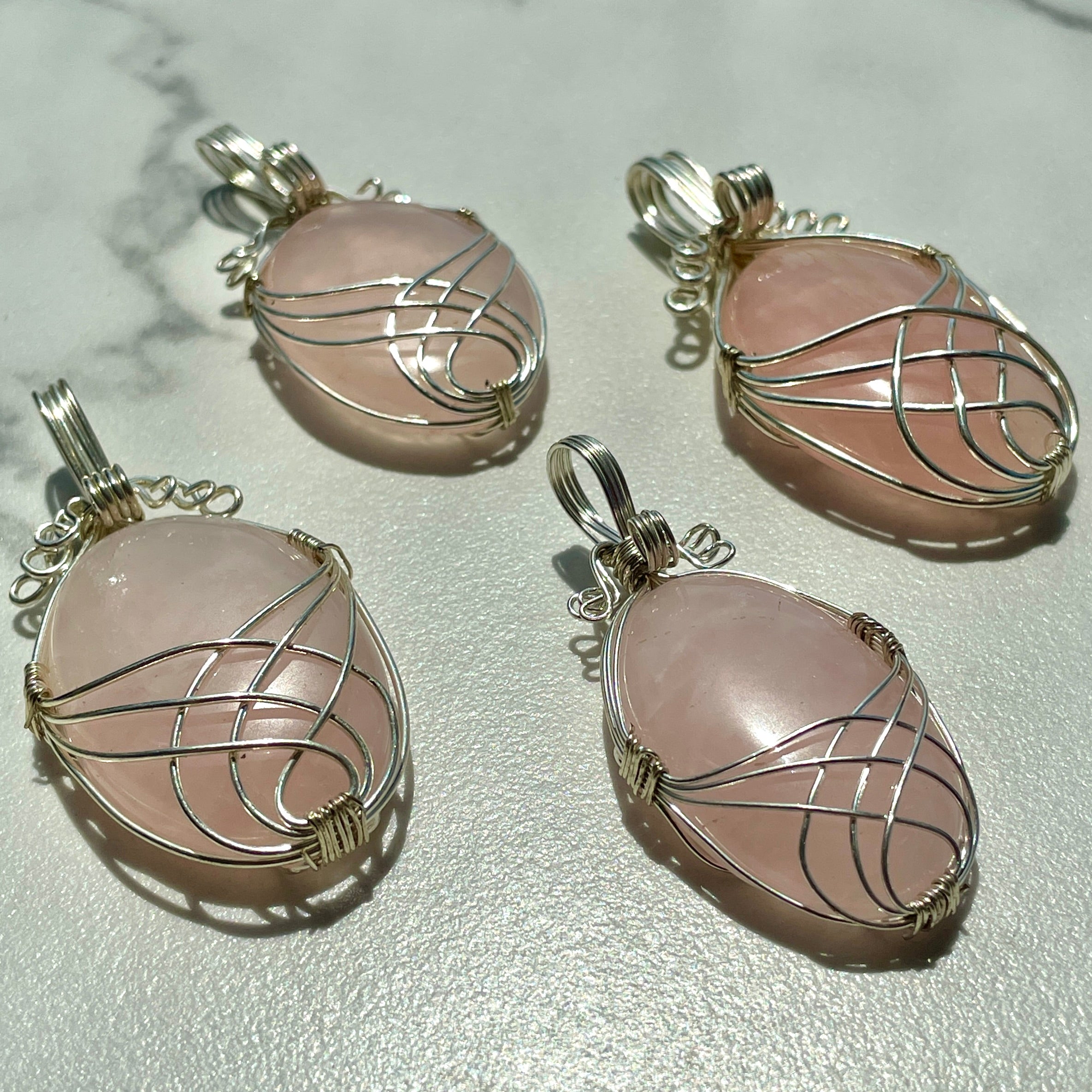 Rose Quartz Wire Wrapped Cabochon Pendant
