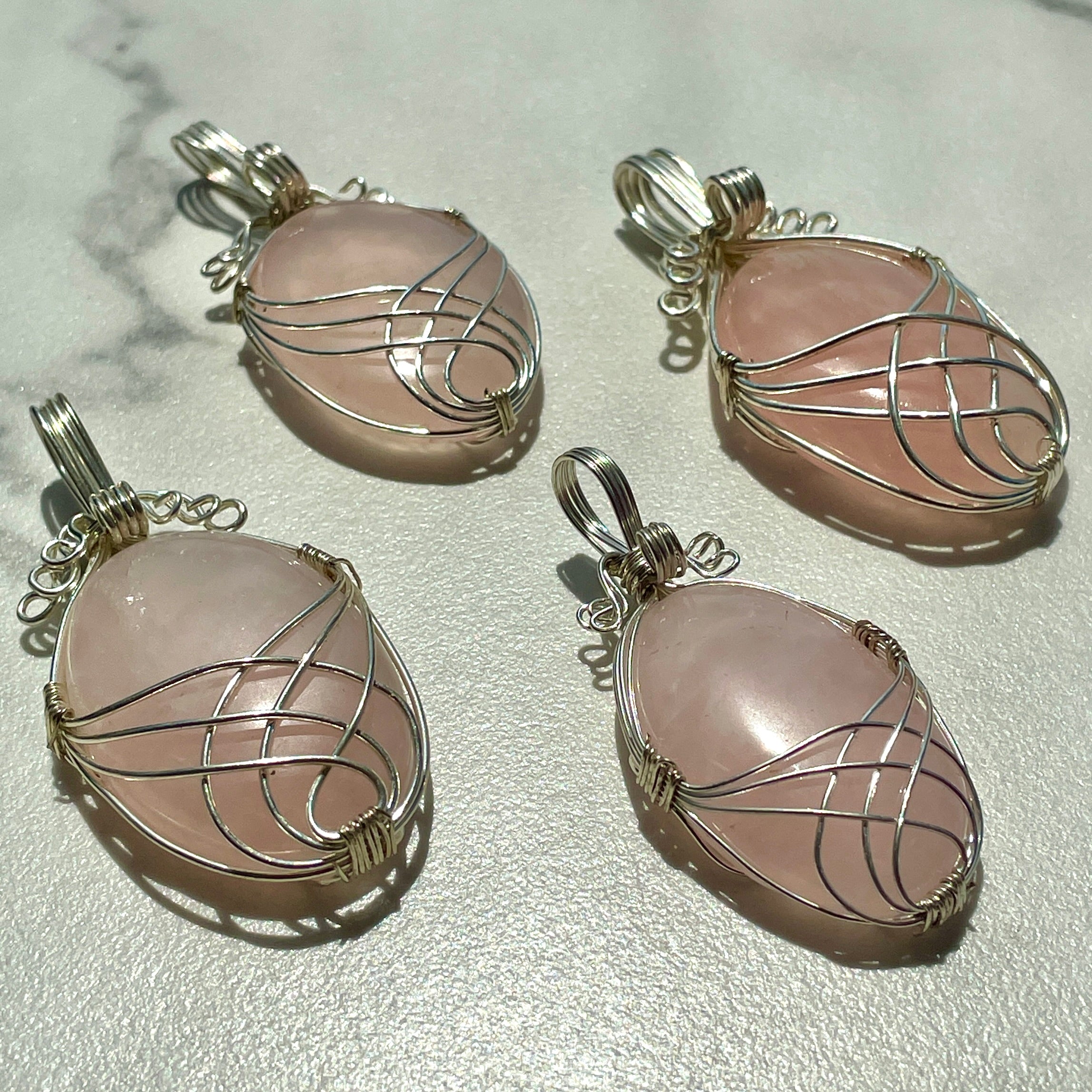 Rose Quartz Wire Wrapped Cabochon Pendant