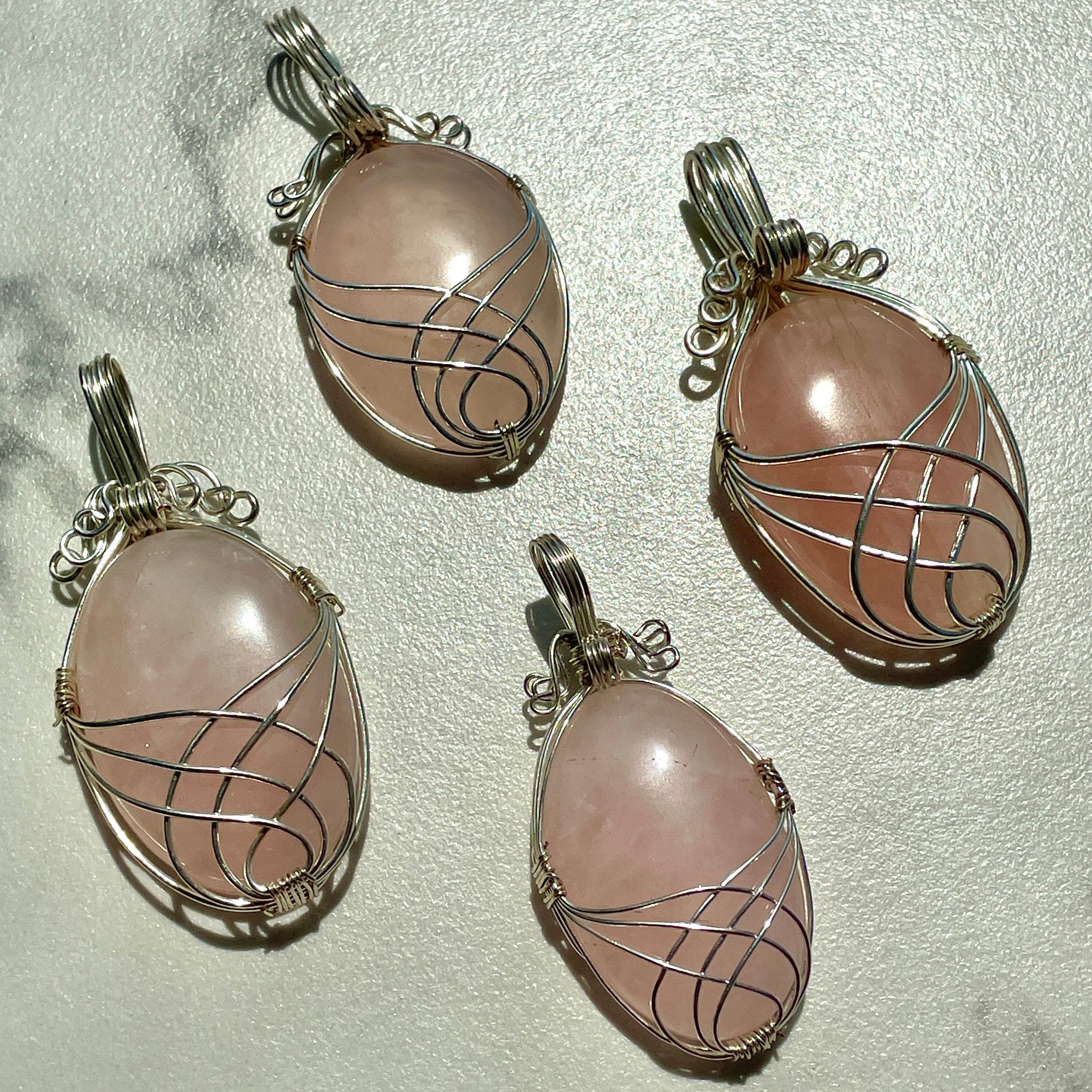 Rose Quartz Wire Wrapped Cabochon Pendant