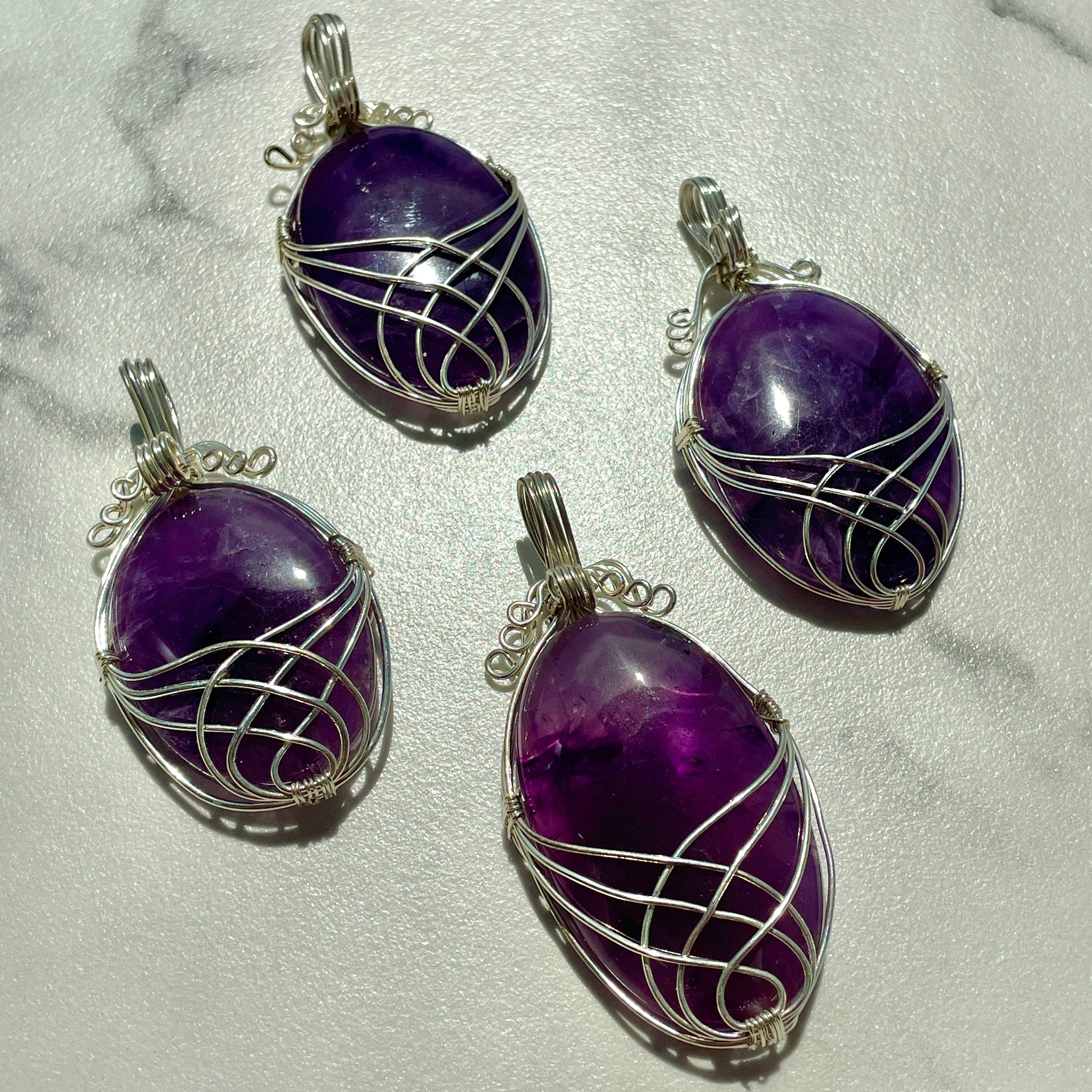 Amethyst Wire Wrapped Cabochon Pendant