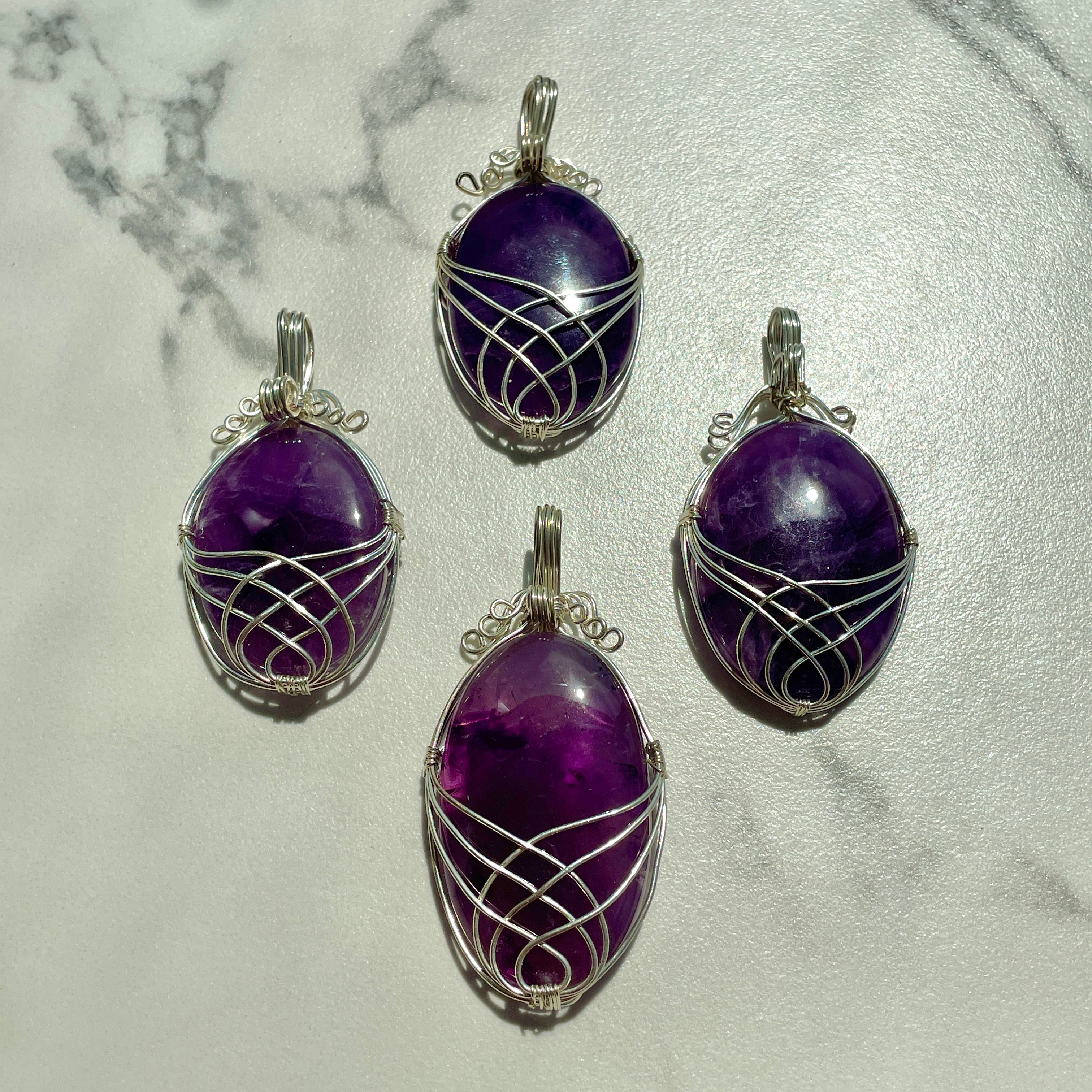 Amethyst Wire Wrapped Cabochon Pendant