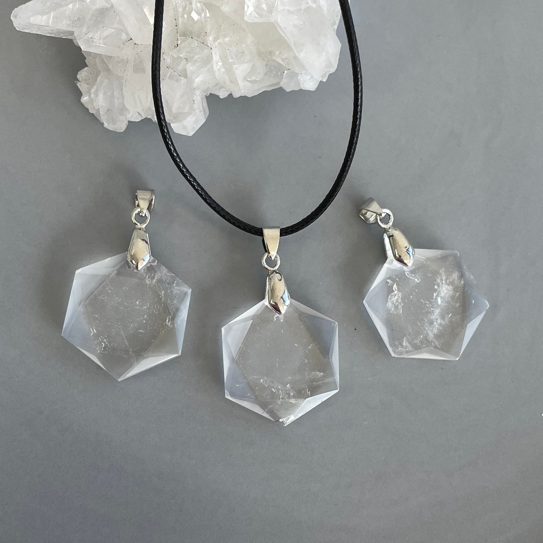 Clear Quartz Hexagonal Pendant