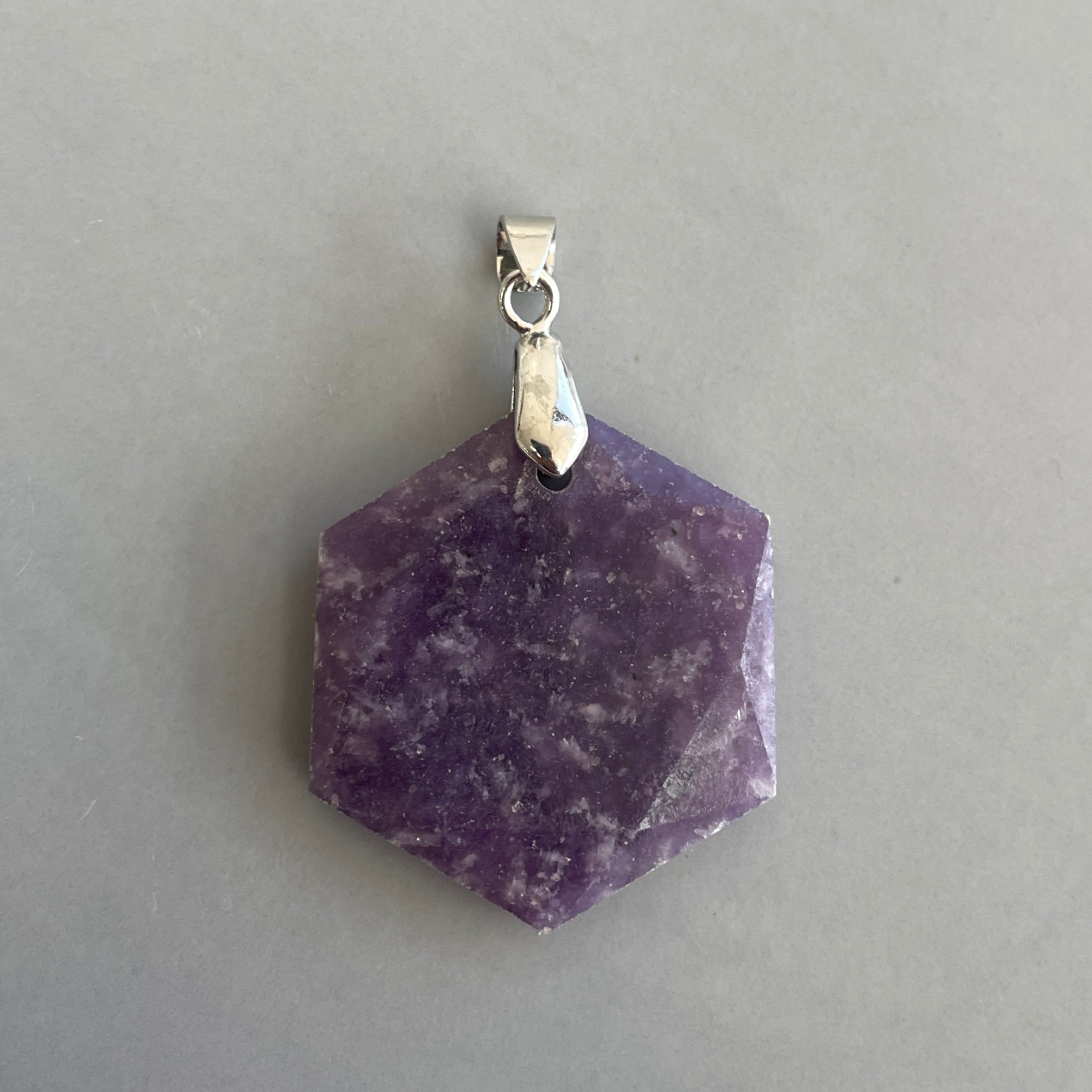 Lepidolite Hexagonal Pendant