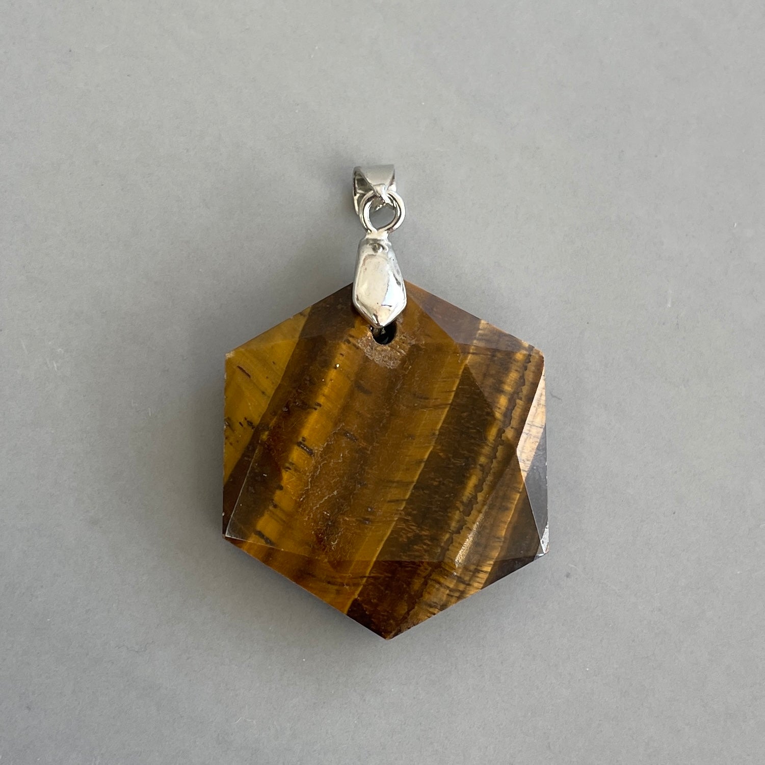 Tigers Eye Hexagonal Pendant