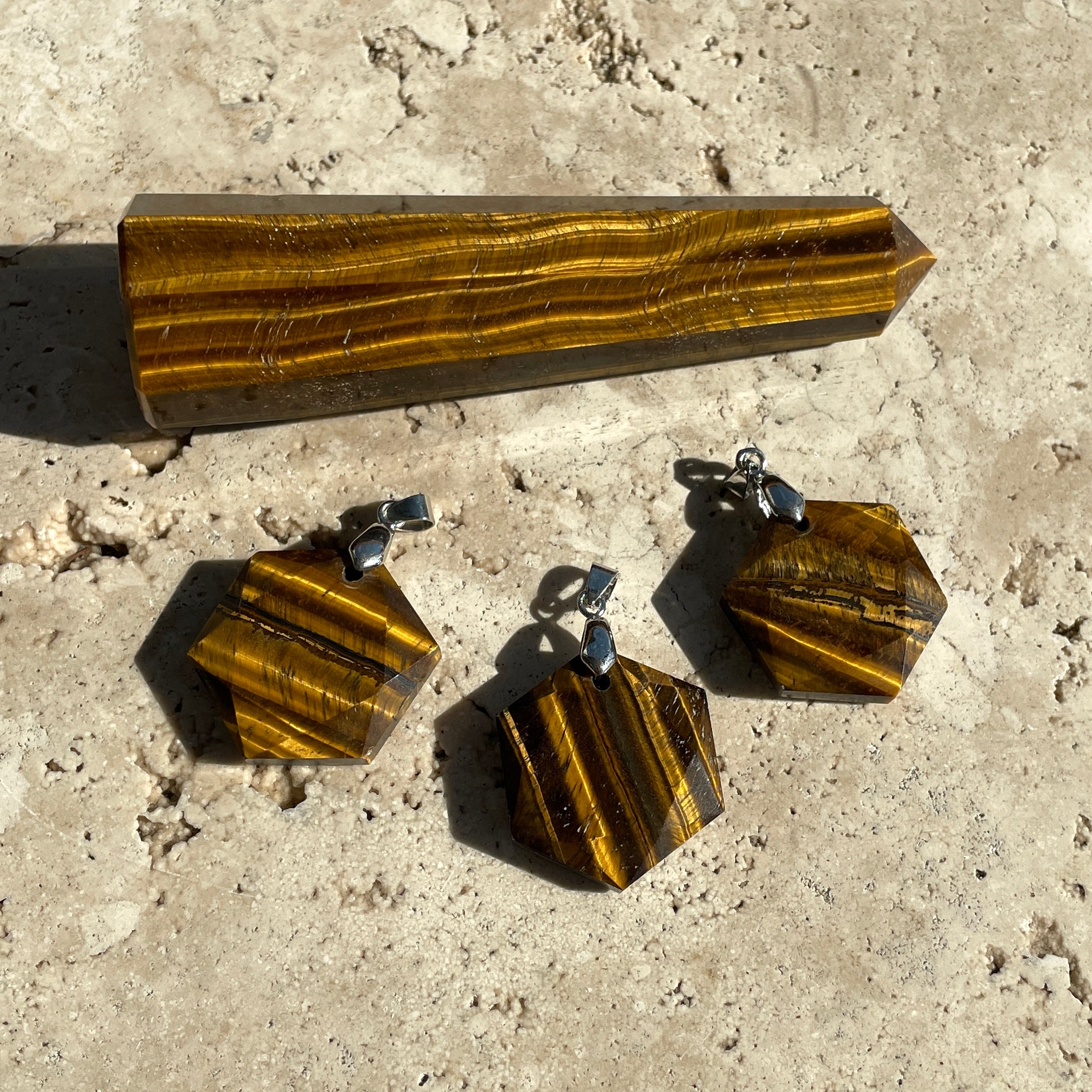 Tigers Eye Hexagonal Pendant