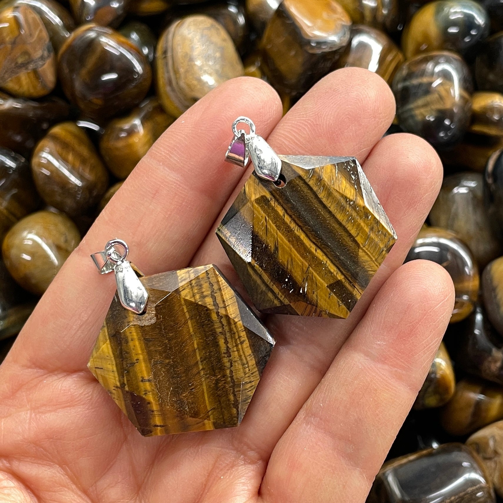 Tigers Eye Hexagonal Pendant