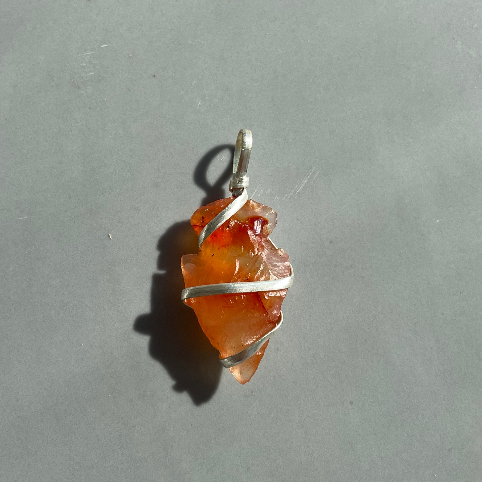 Carnelian - Wire Wrapped Arrowhead Pendant
