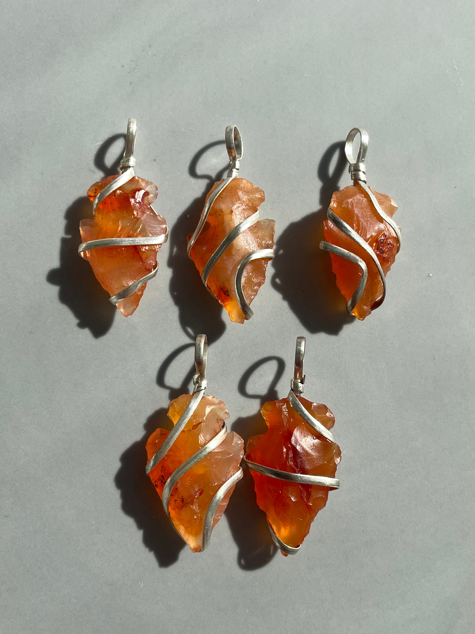 Carnelian - Wire Wrapped Arrowhead Pendant