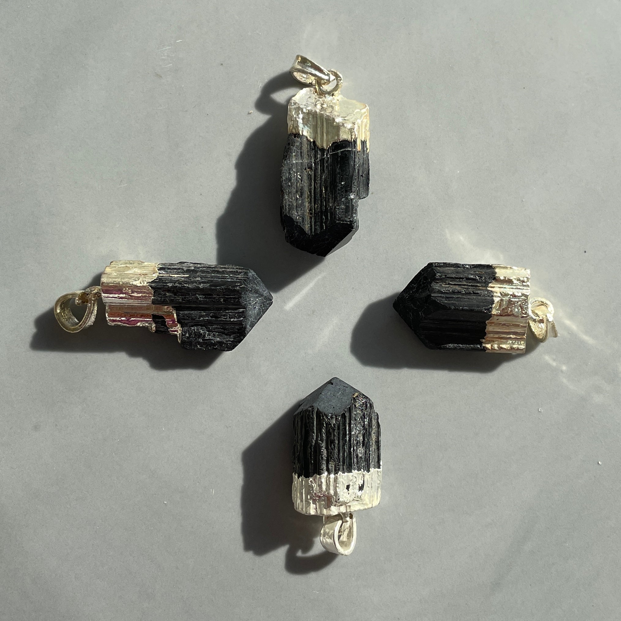 Black Tourmaline-Rough Capped-Pendant-(IN)
