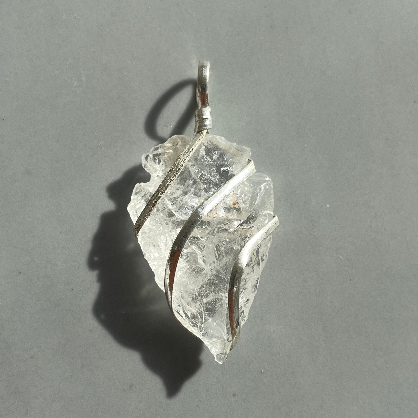 Clear Qtz - Wire Wrapped Arrowhead Pendant