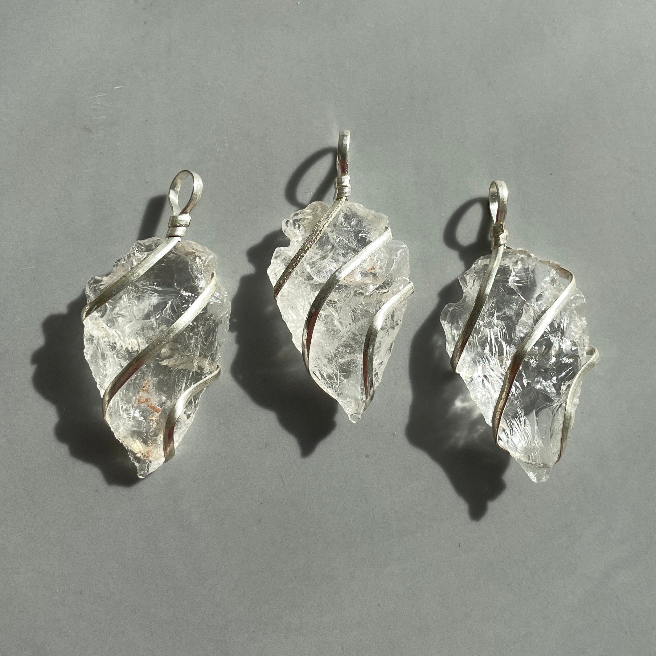 Clear Qtz - Wire Wrapped Arrowhead Pendant
