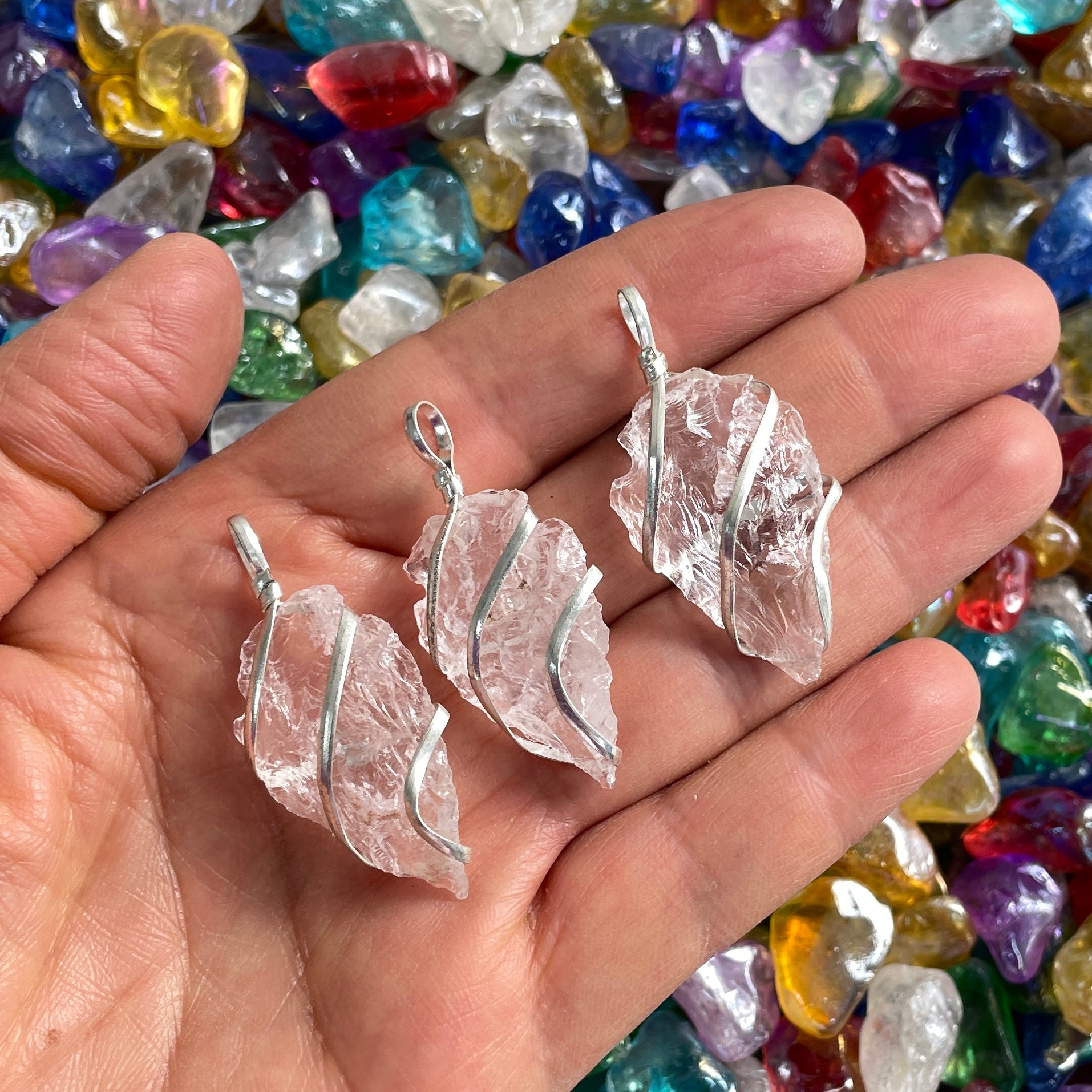 Clear Qtz - Wire Wrapped Arrowhead Pendant