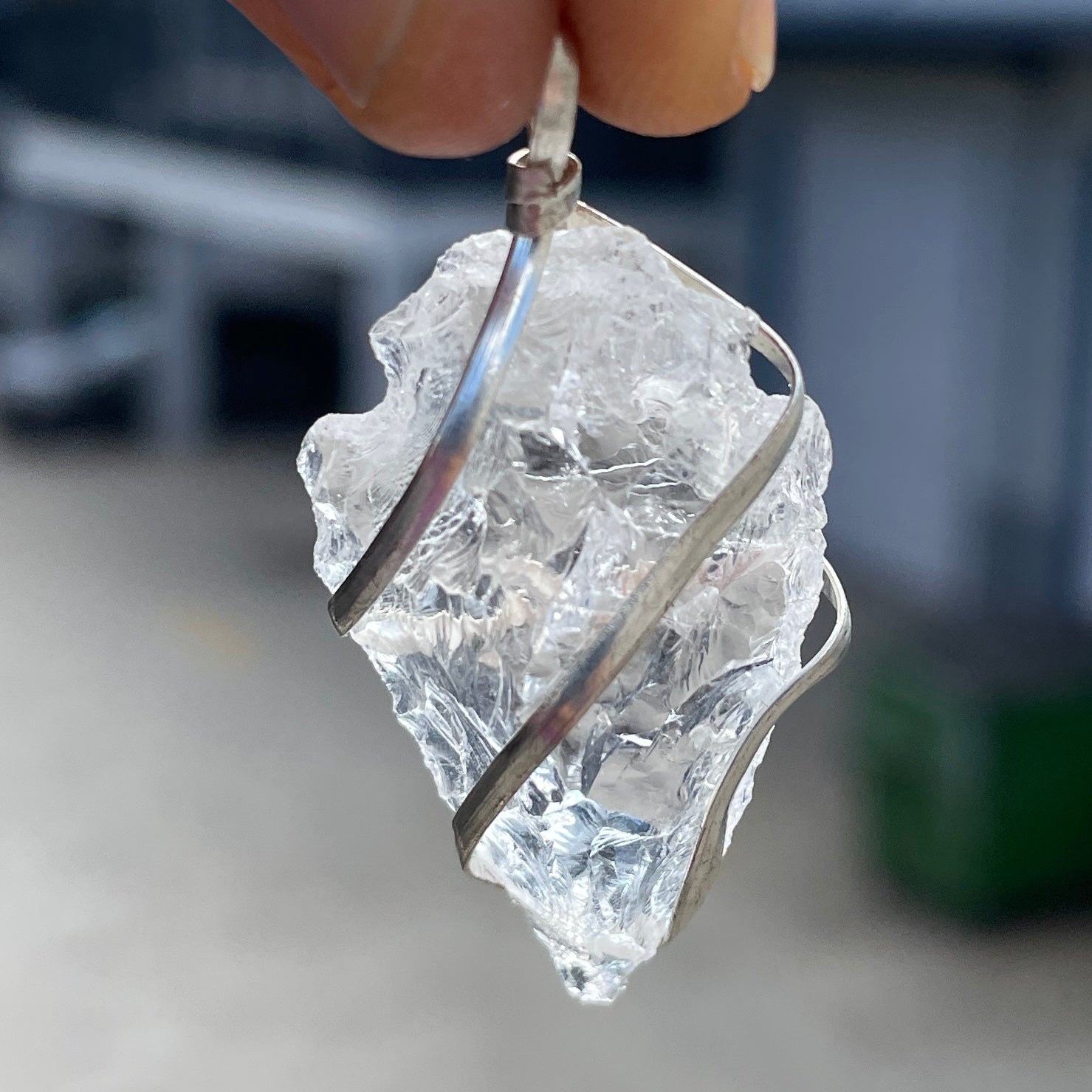 Clear Qtz - Wire Wrapped Arrowhead Pendant