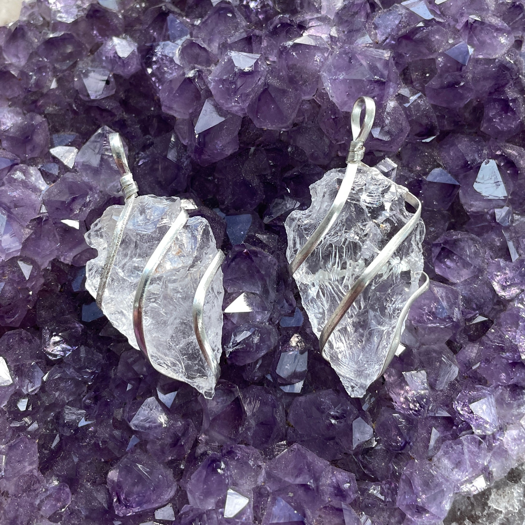 Clear Qtz - Wire Wrapped Arrowhead Pendant