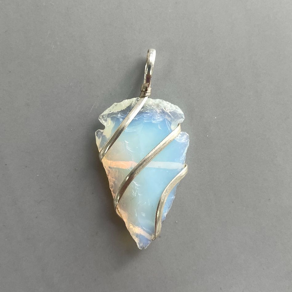 Opalite - Wire Wrapped Arrowhead Pendant
