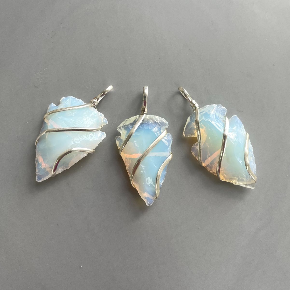 Opalite - Wire Wrapped Arrowhead Pendant