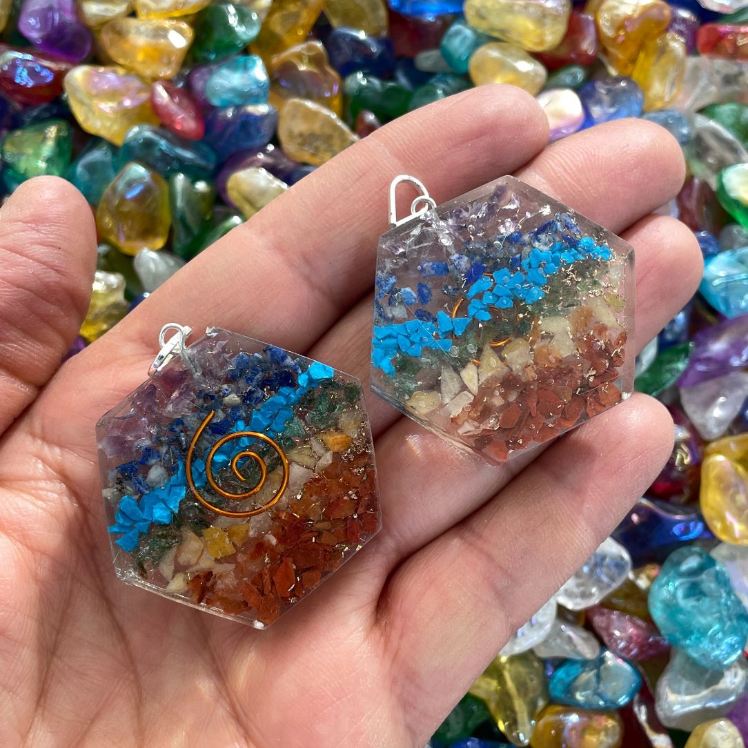 Orgonite Chakra Pendant - Hexagon